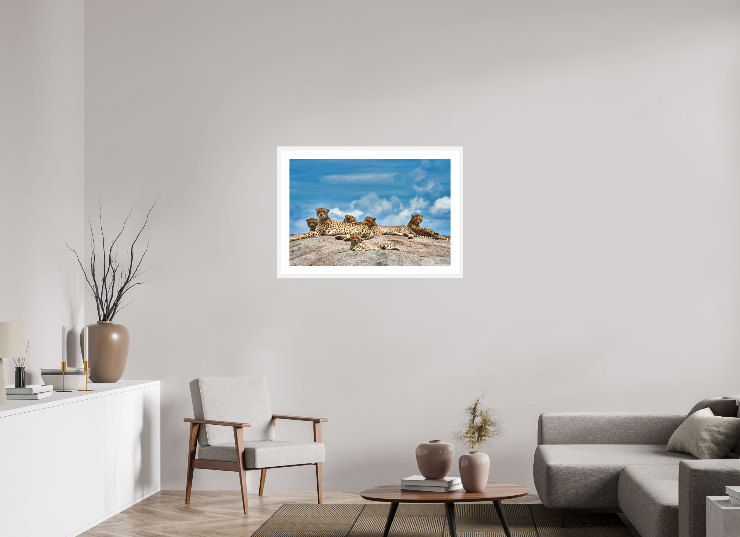 36 x 24″, Passe-Partout White Frame Super Mom & Cubs