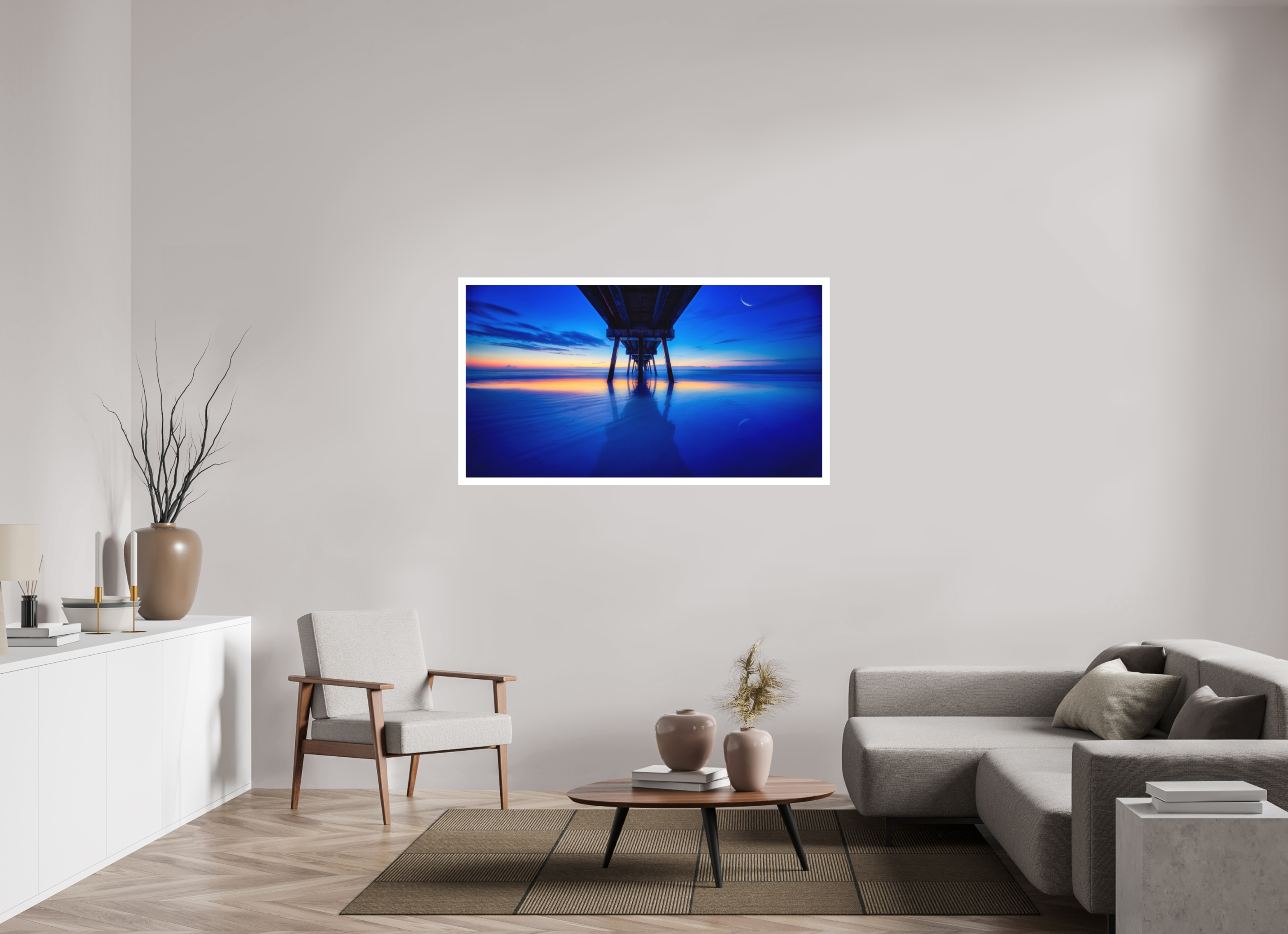 57.3 x 31″, Fine Art Bonded Acrylic Dawn at The Jax Pier