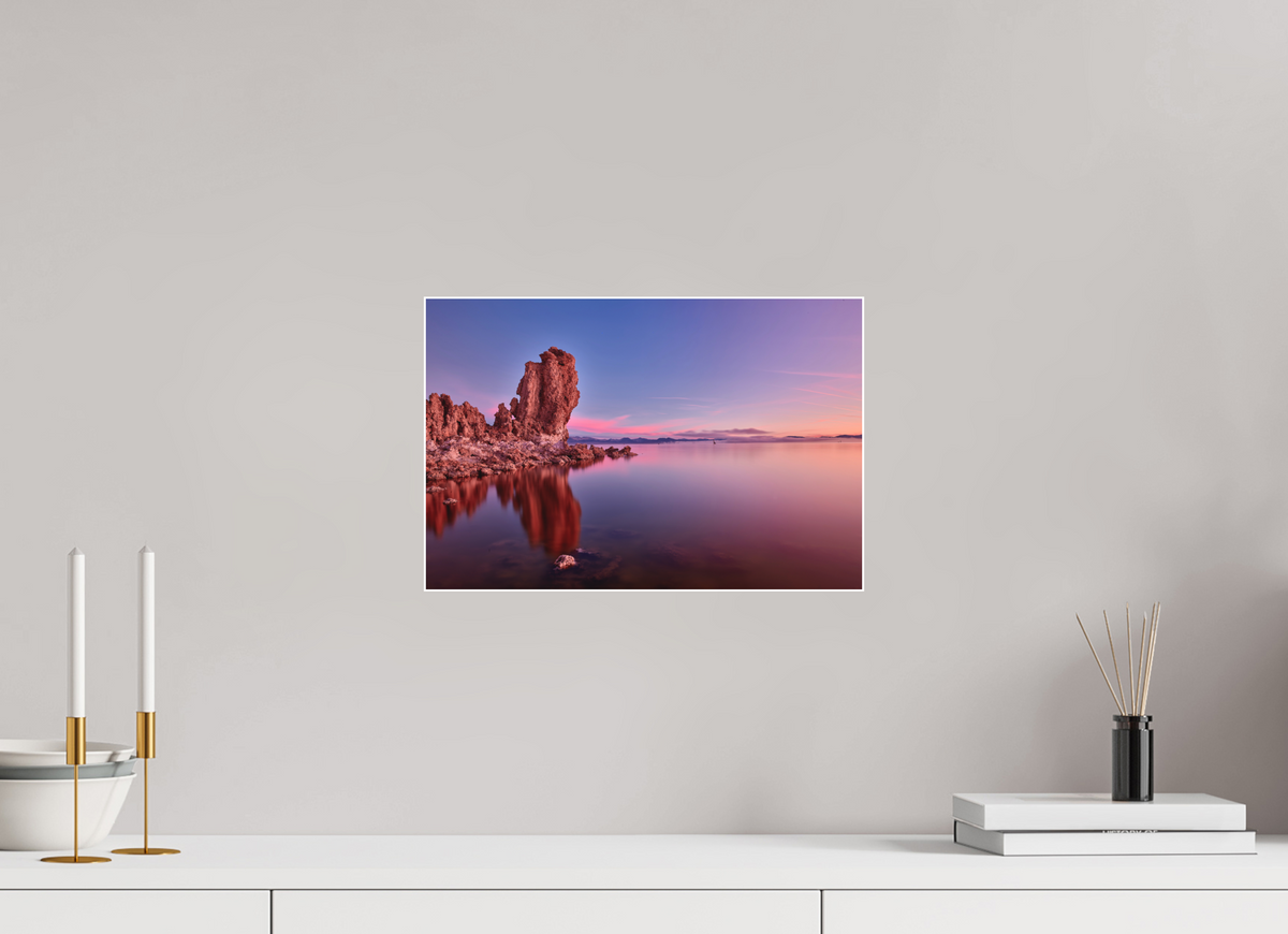 15 x 10″, Bonded Acrylic White Frame Mono Lake: Tufa Dawn
