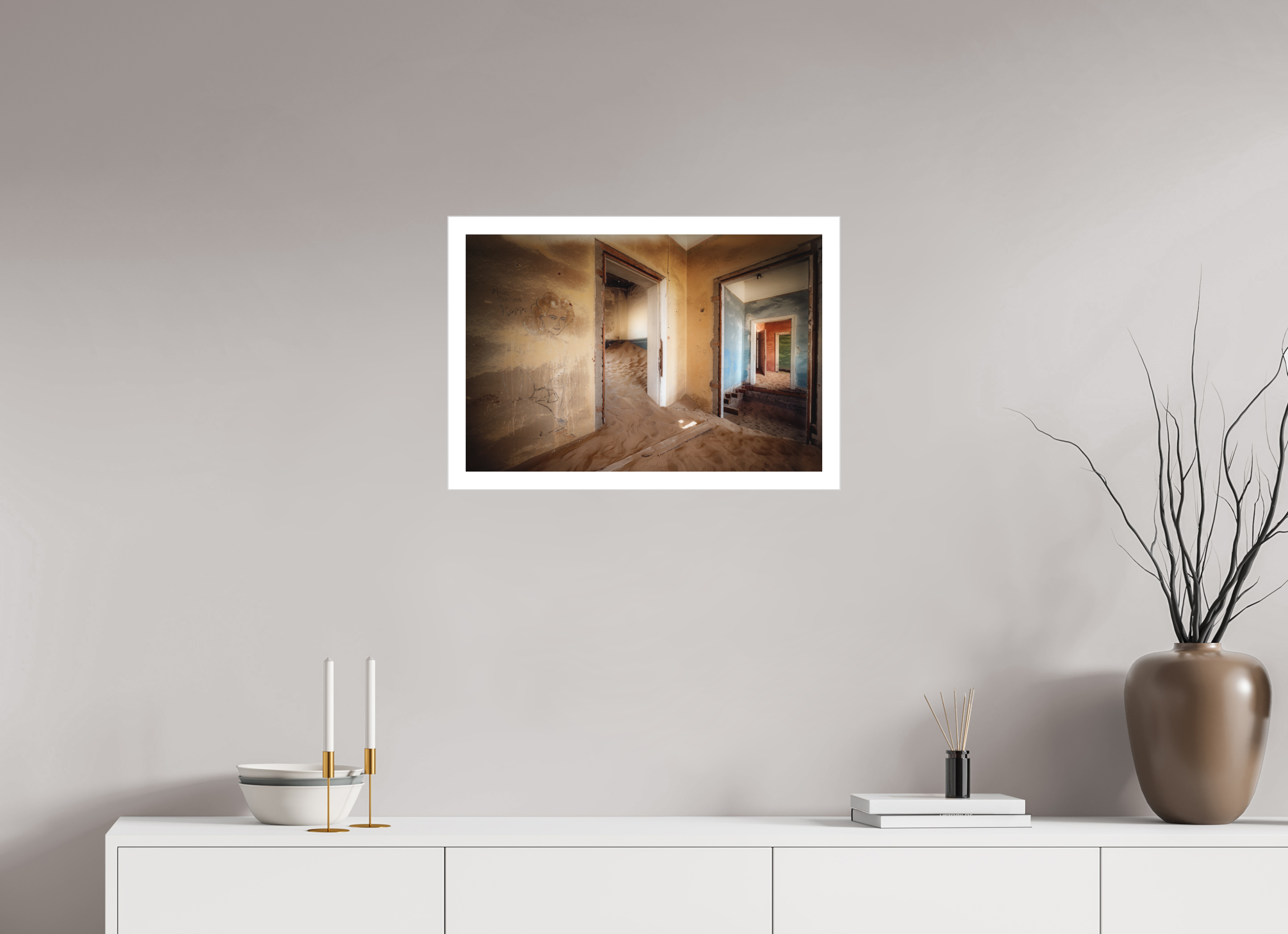 24 x 16″, Fine Art Bonded Acrylic Lost Dreams of Kolmanskop