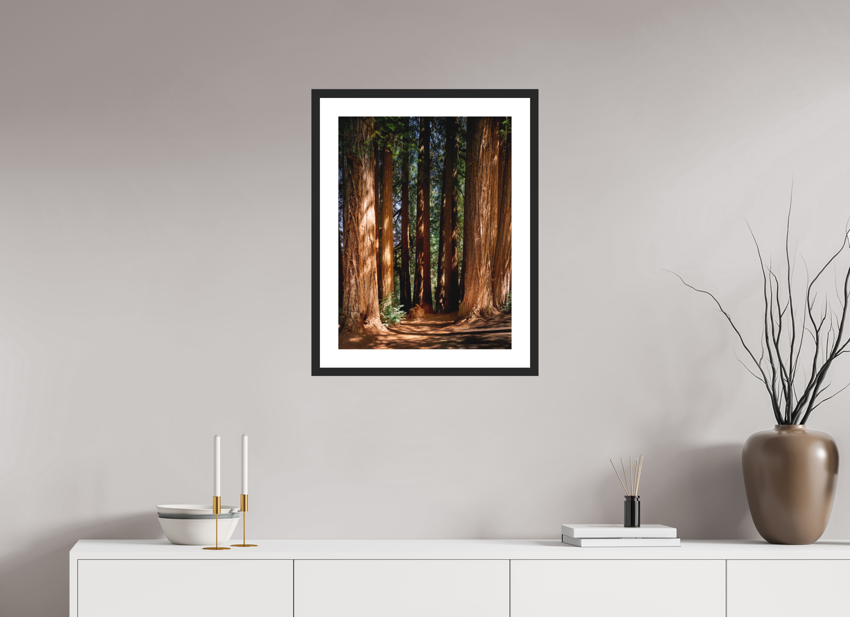 18 x 24″, Passe-Partout Black Frame Felton Redwoods Cathedral Grove