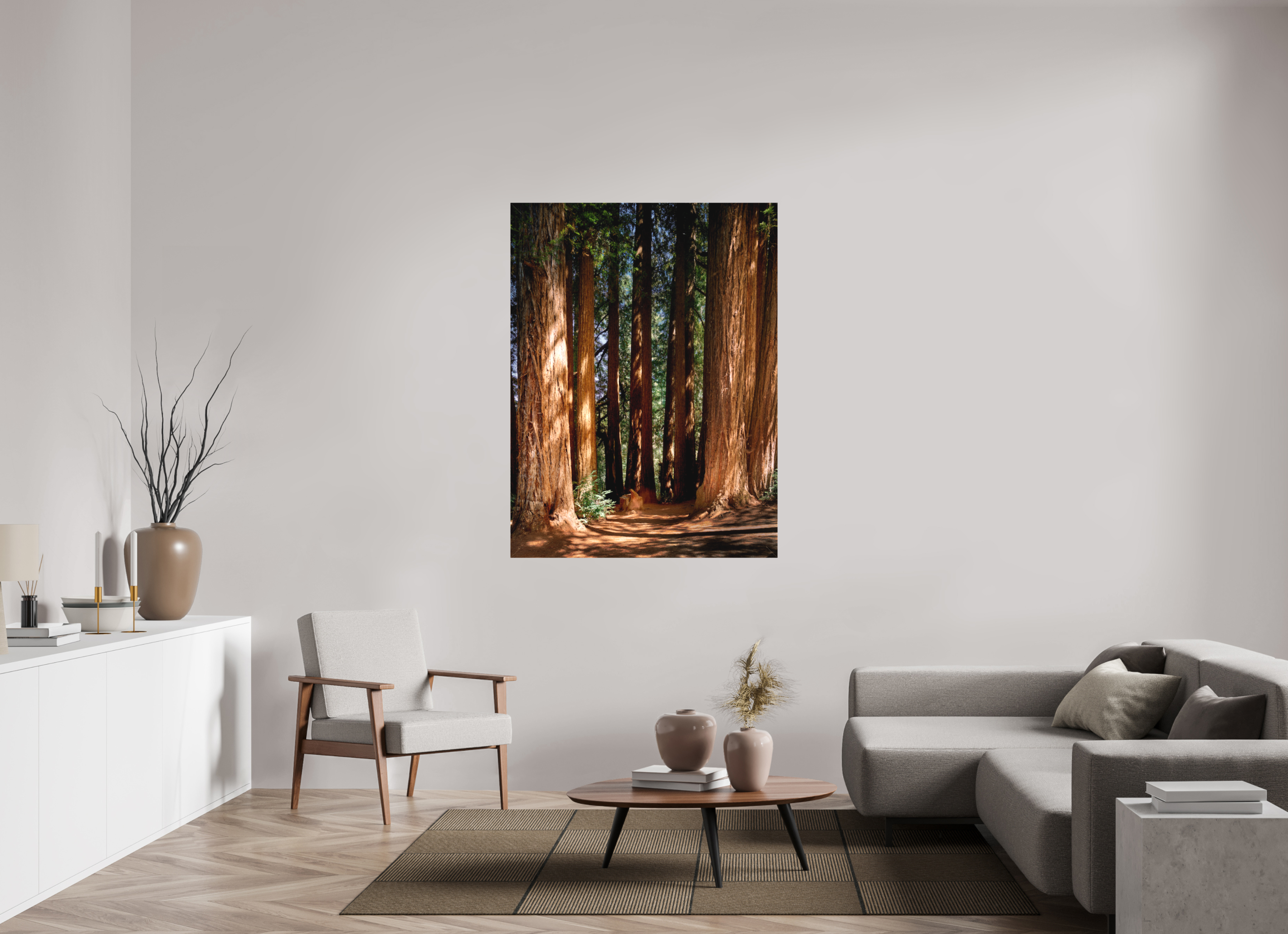 42 x 56″, Fine Art Textile Felton Redwoods Cathedral Grove
