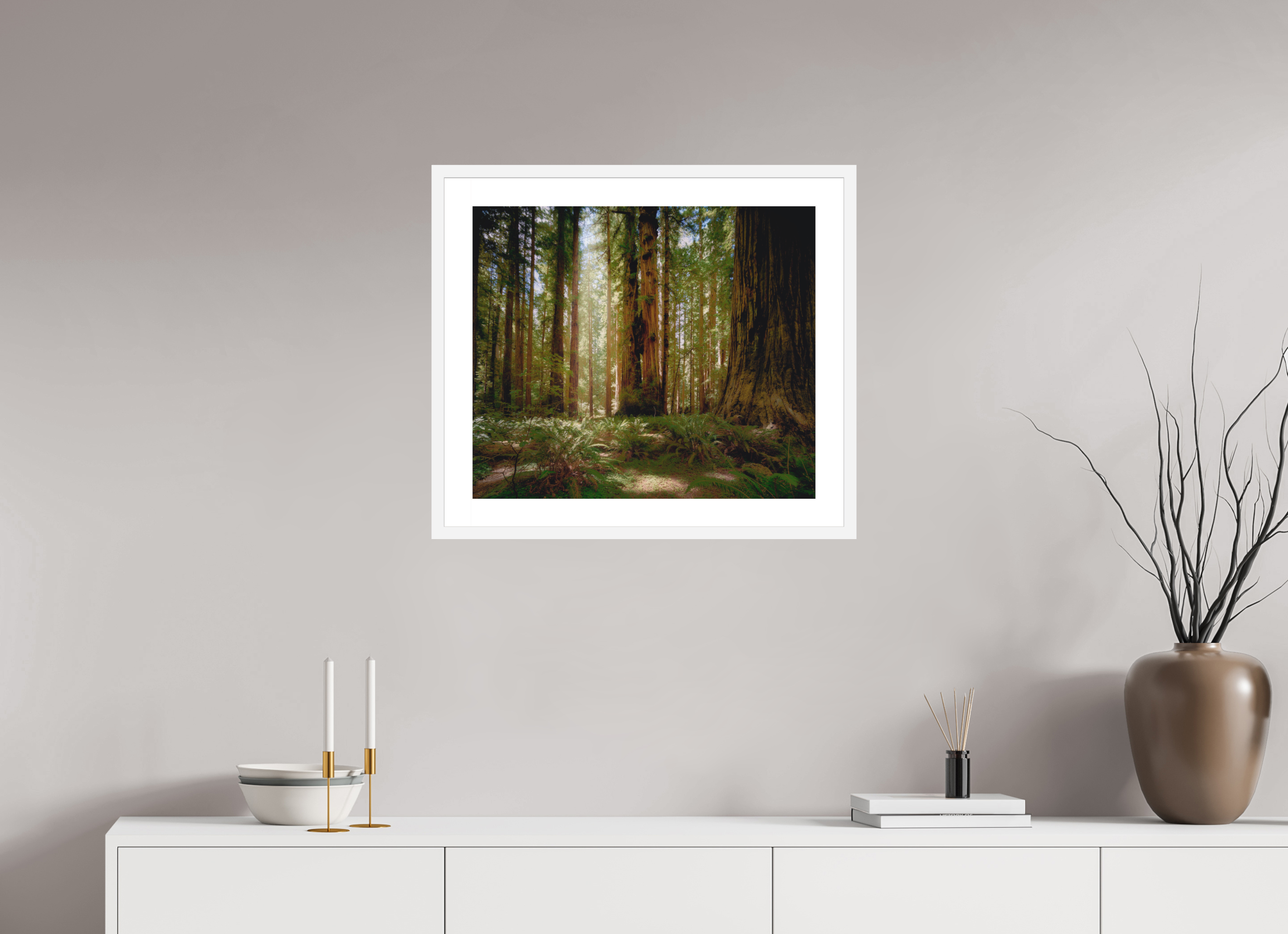 23.4 x 20″, Passe-Partout White Frame Life & Light Beneath the Giants