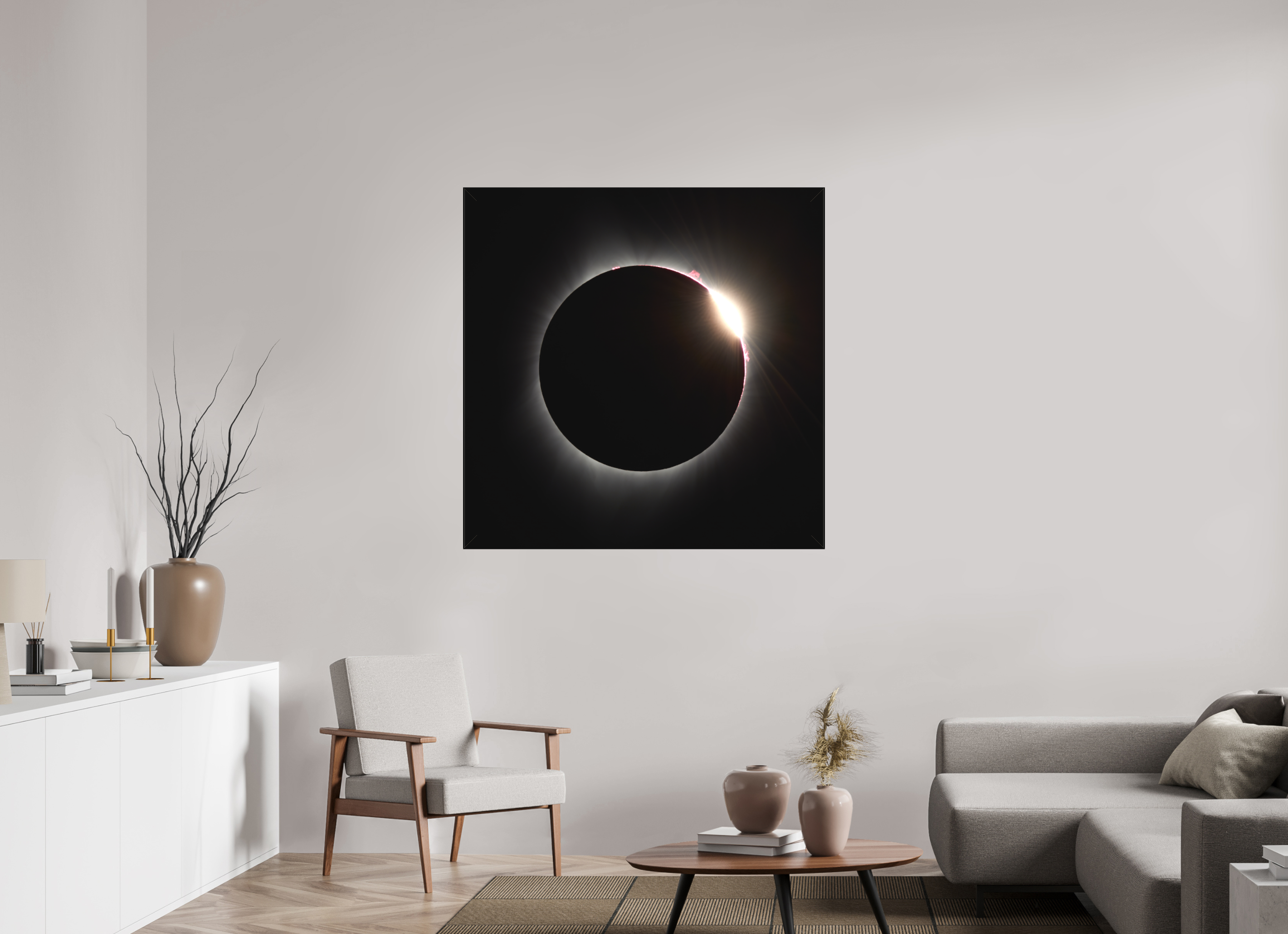 45 x 45″, Fine Art Textile 2017 Eclipse: The Diamonmd Ring in Oregon