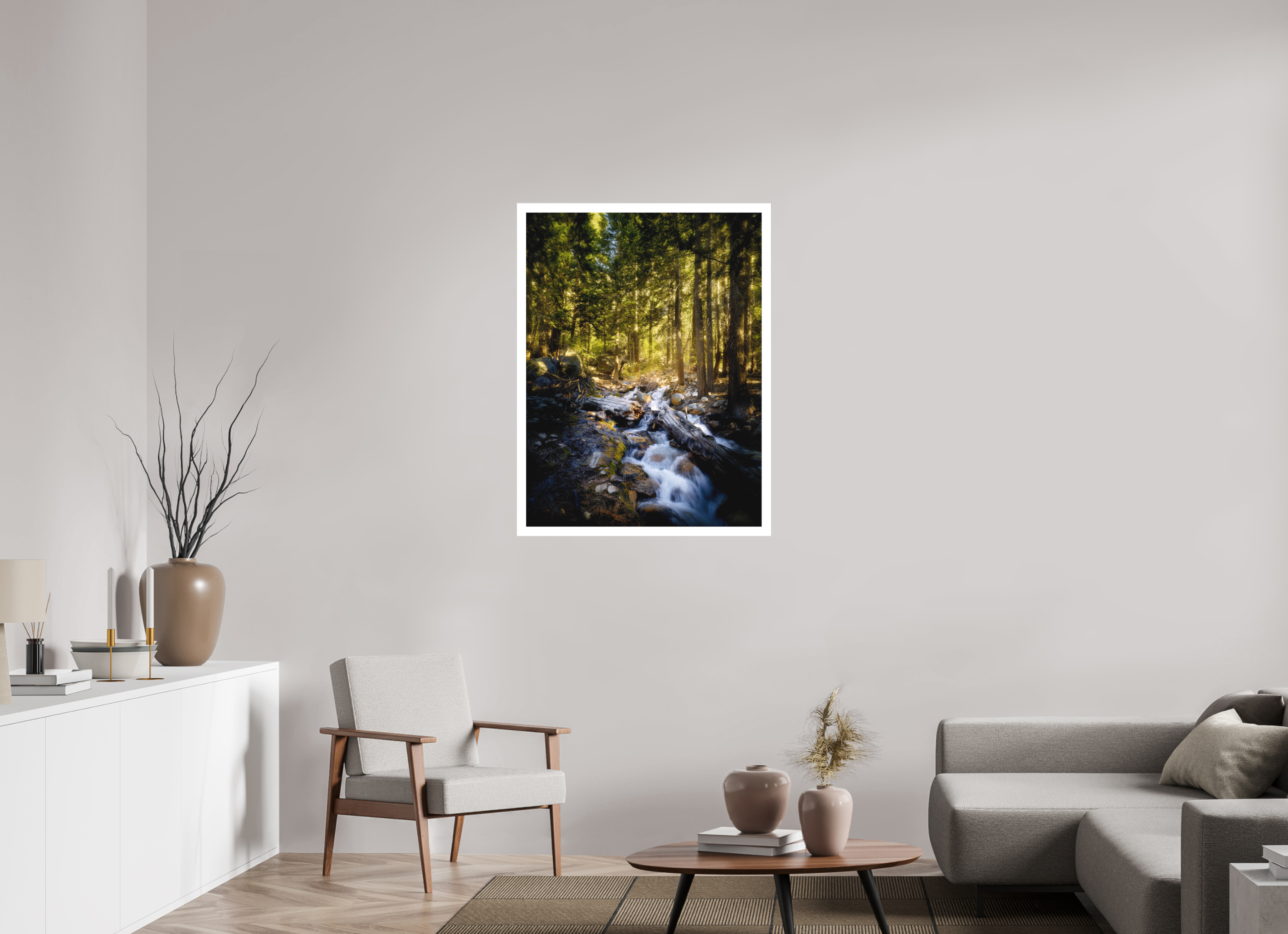 30 x 40″, Fine Art Bonded Acrylic Lone Pine Creek Waterfall on Mt. Whitney