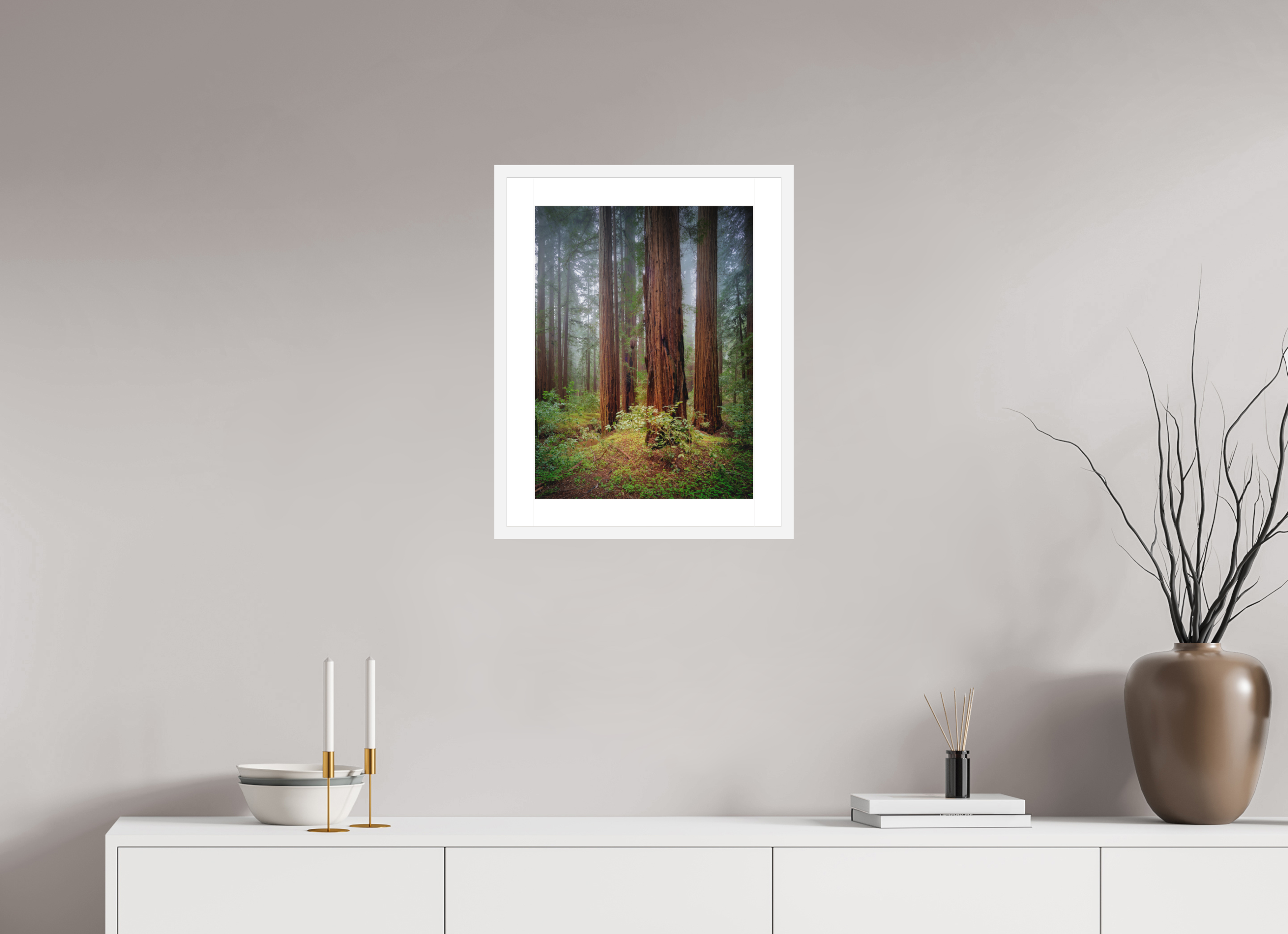 15 x 20″, Passe-Partout White Frame Armstrong Redwoods I: Truncus Circle of Life