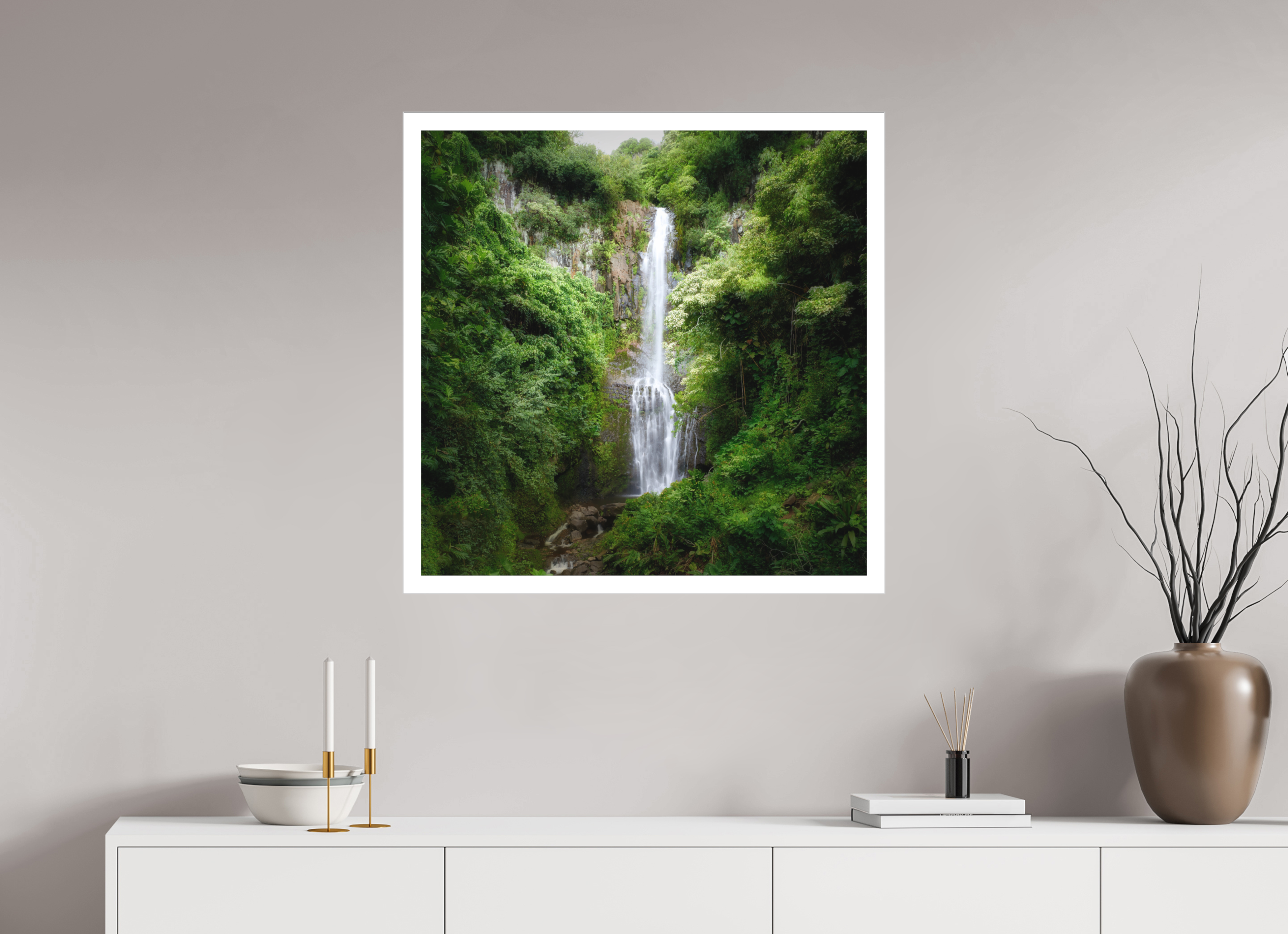 30 x 30″, Fine Art Bonded Acrylic Maui's Makahiku Falls