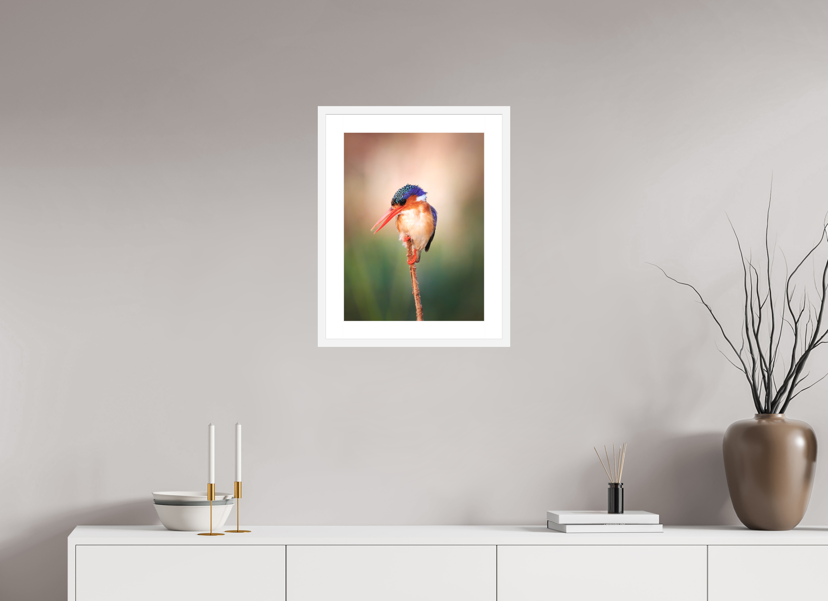 15 x 20″, Passe-Partout White Frame Chobe River Kingfisher
