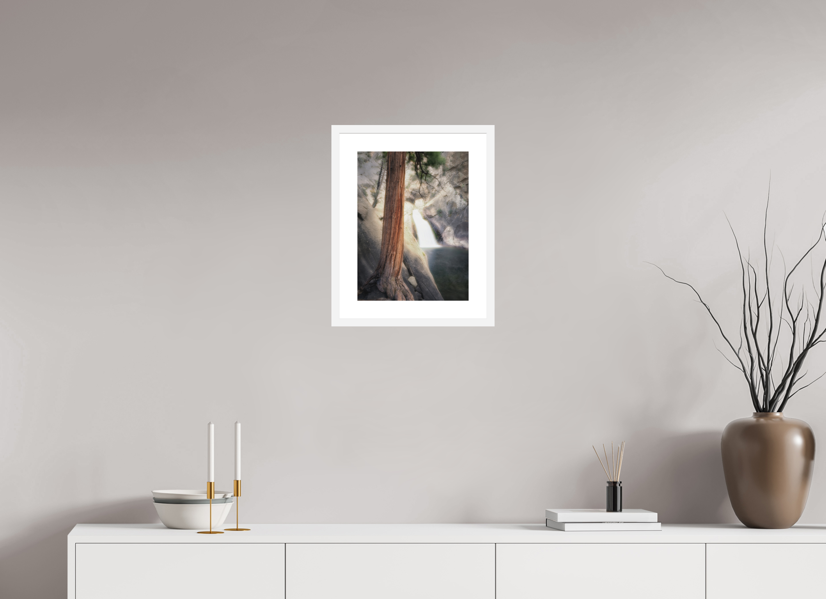 12 x 16″, Passe-Partout White Frame Roaring River Falls 2 — Kings Canyon