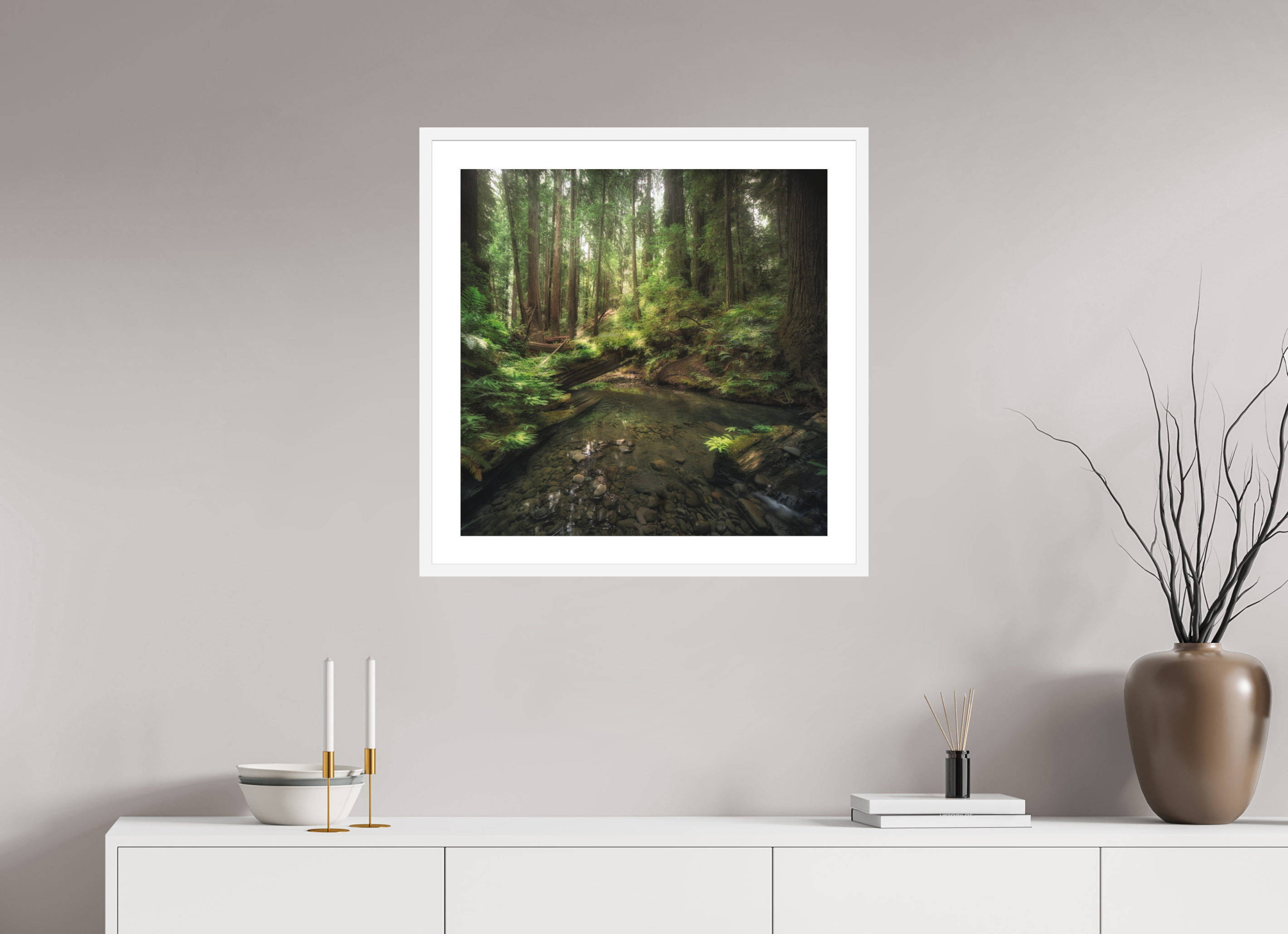 25 x 25″, Passe-Partout White Frame Decker Creek