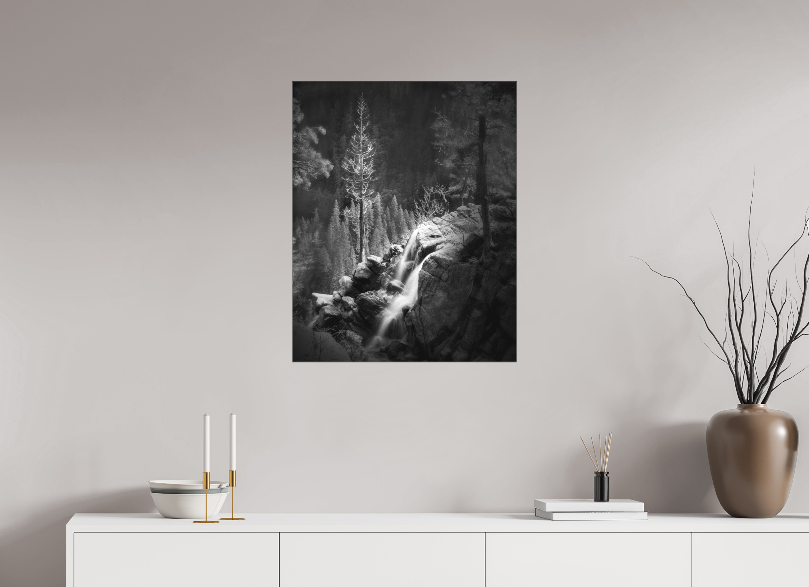 24 x 30″, Bonded Acrylic Black Frame Lucidum: Yosemite's Cascade Creek