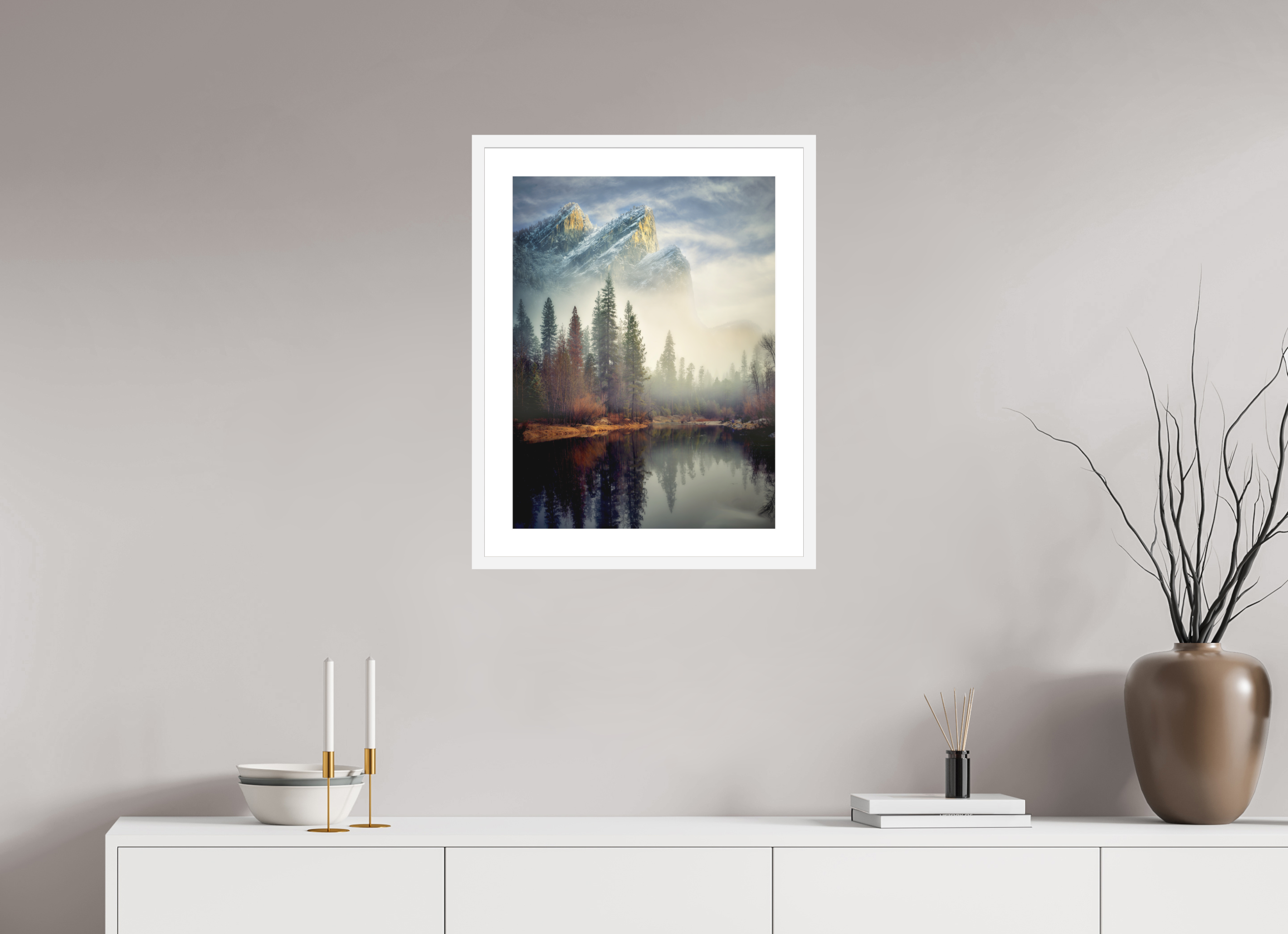 18 x 24″, Passe-Partout White Frame Leviathans I: In the Mist of the Merced