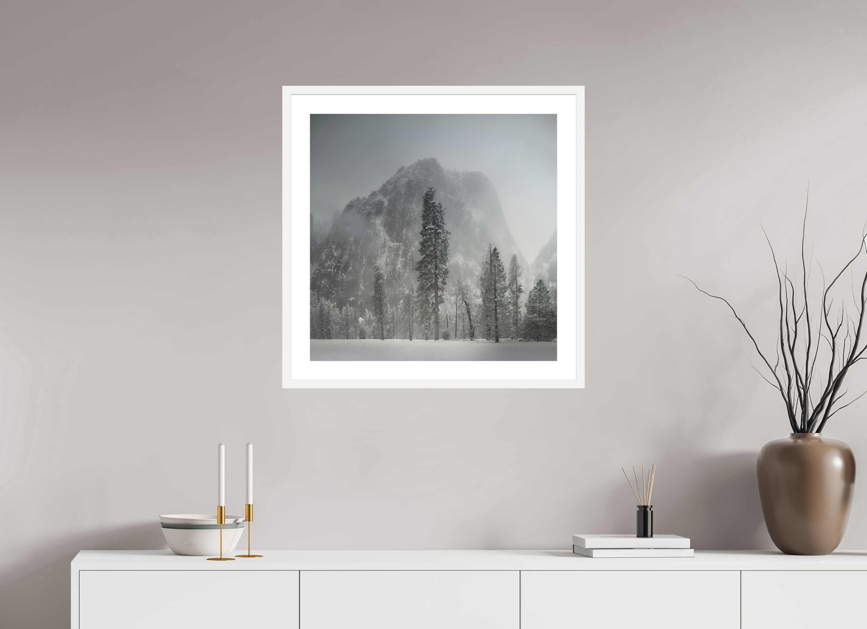 25 x 25″, Passe-Partout White Frame Winter Is Here