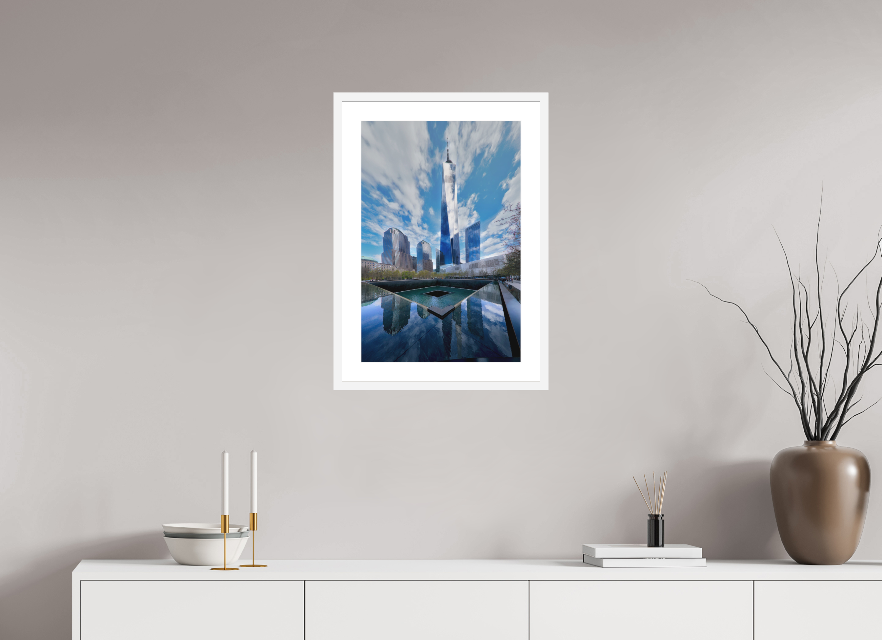 16 x 24″, Passe-Partout White Frame 9/11 Memorial Plaza