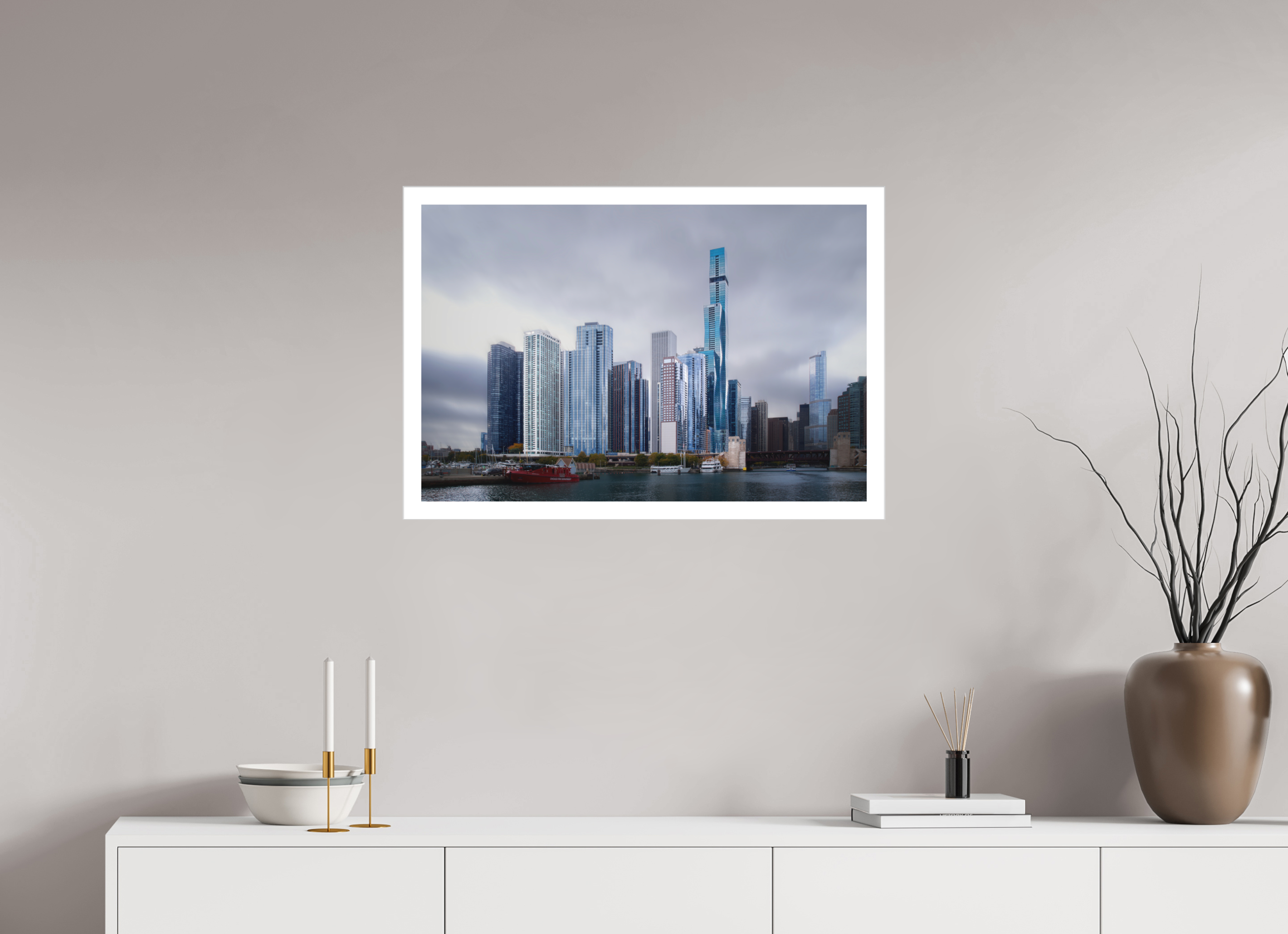 30 x 20″, Fine Art Bonded Acrylic Tomorrow Land — the Chicago Skyline