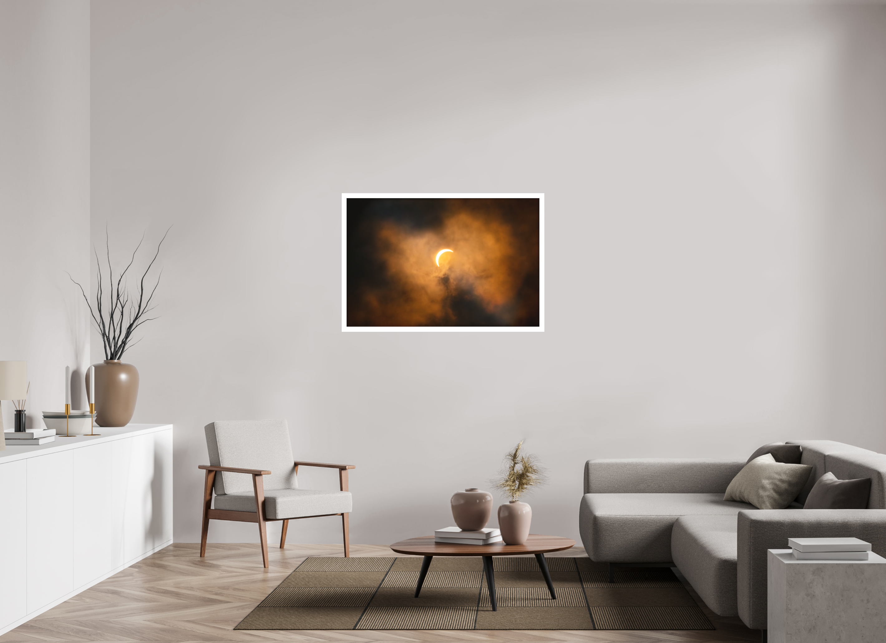 45 x 30″, Fine Art Bonded Acrylic 2024 Eclipse: Crescent Sun