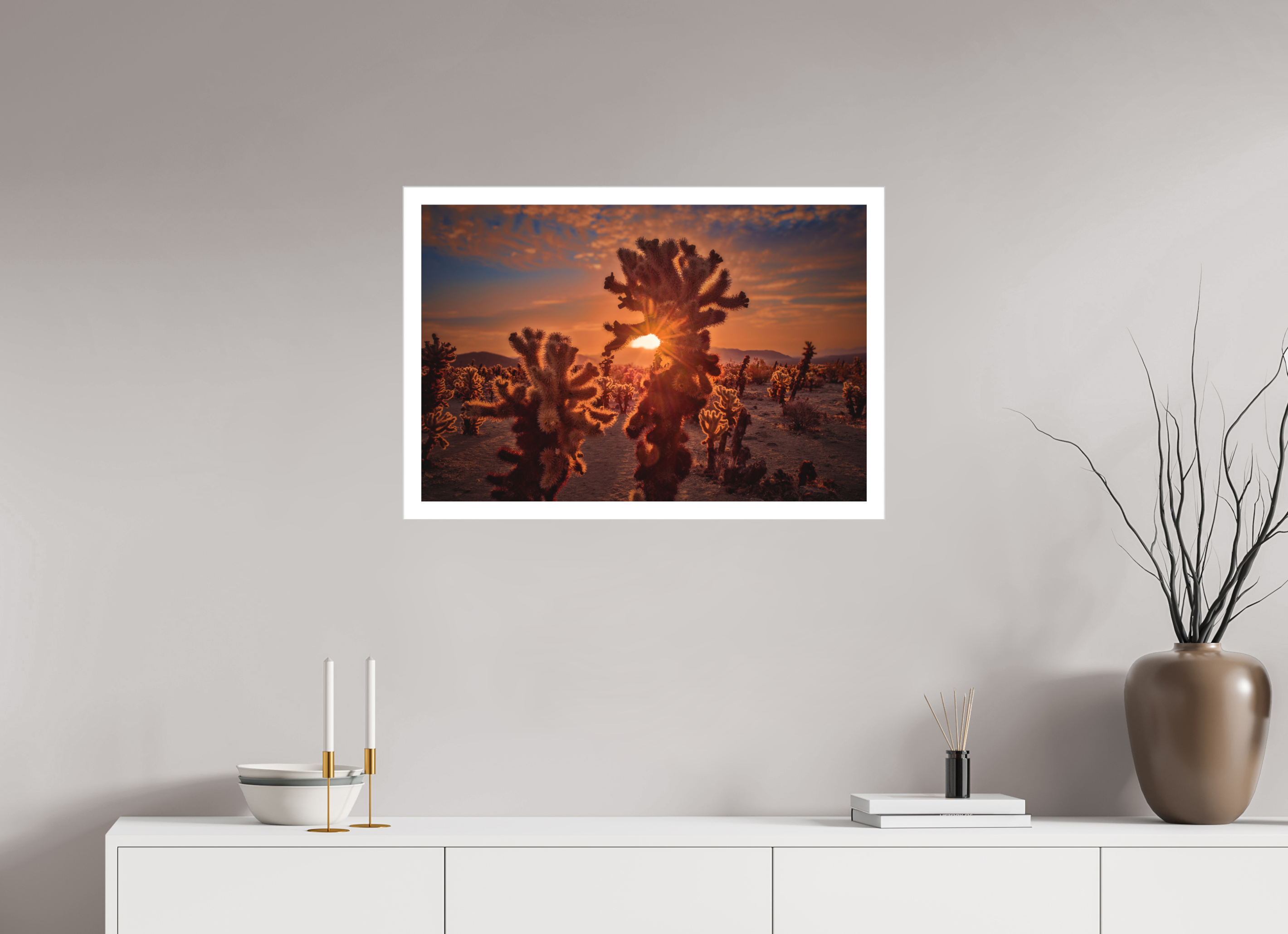 30 x 20″, Fine Art Bonded Acrylic Joshua Tree's Chollah Cactus