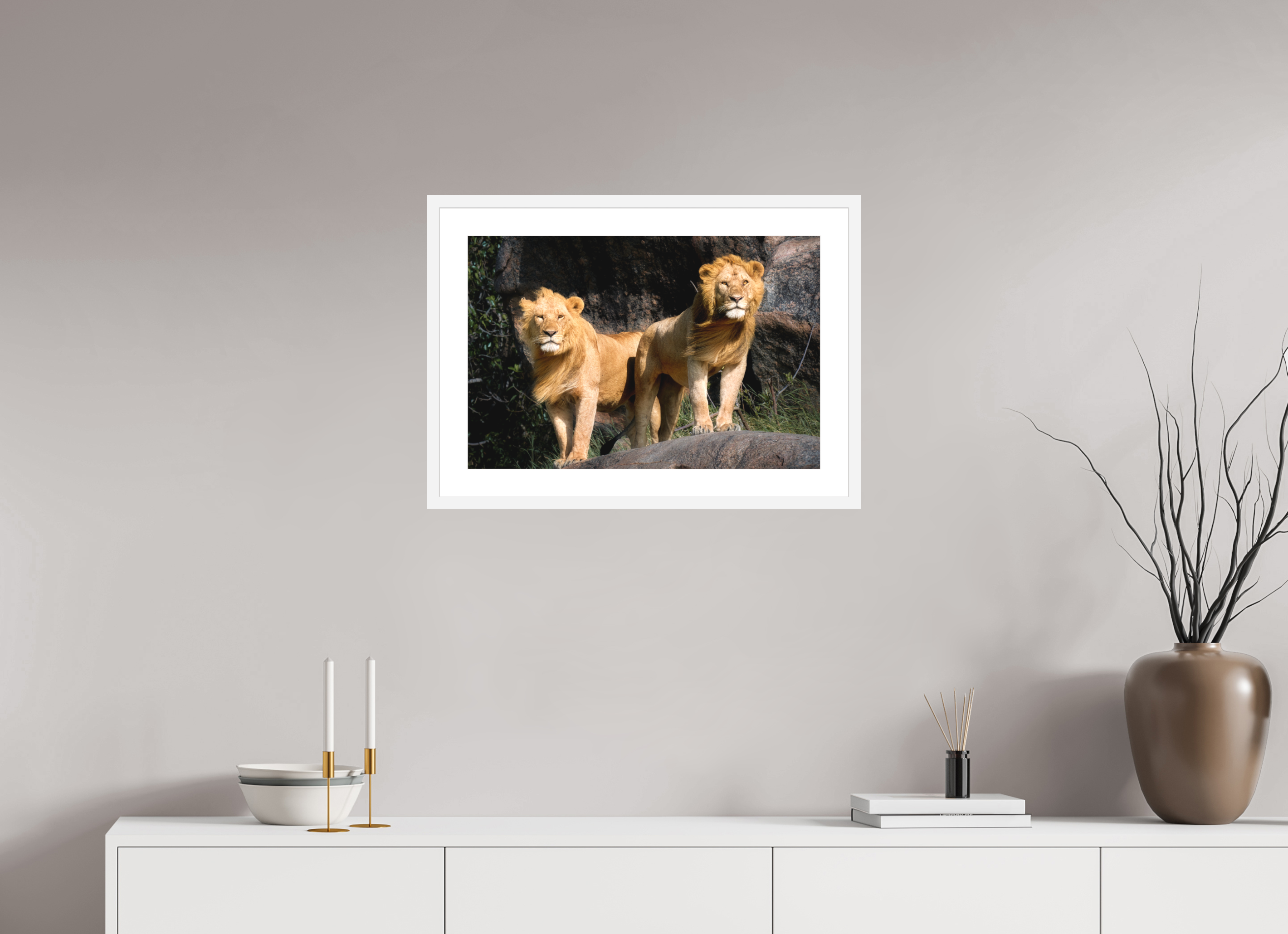 24 x 16″, Passe-Partout White Frame Two Fabios