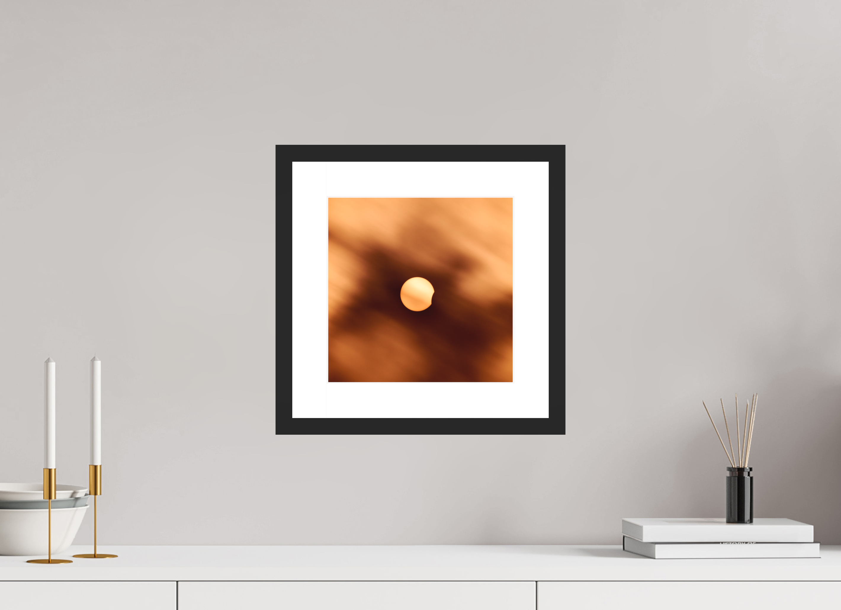 10 x 10″, Passe-Partout Black Frame 2024 Eclipse First Kiss