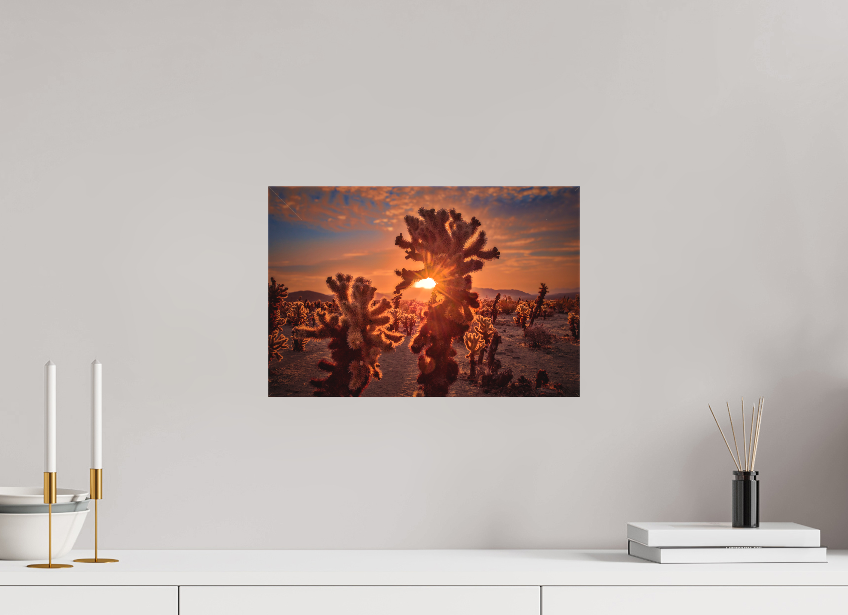 15 x 10″, Fine Art Textile Joshua Tree's Chollah Cactus