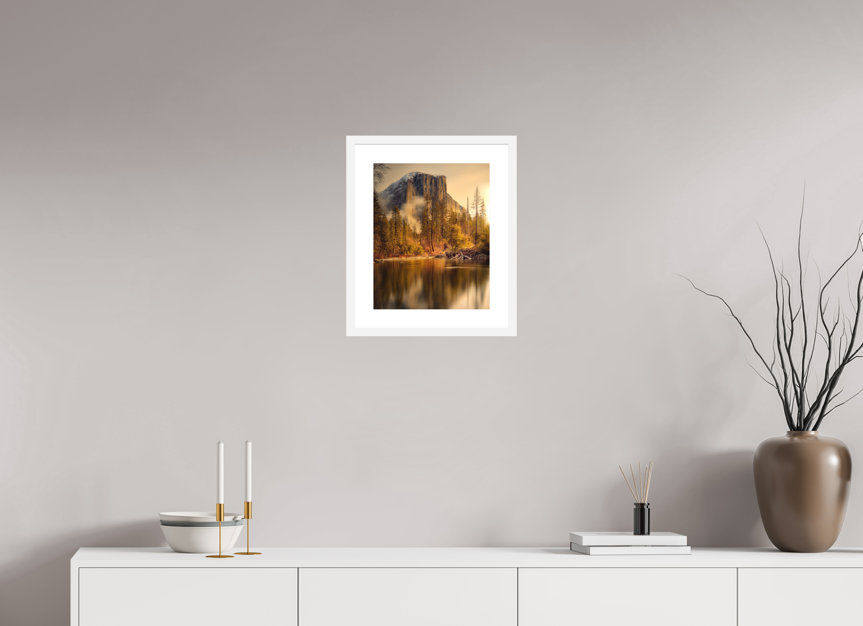 12 x 15″, Passe-Partout White Frame Winter Sunrise At El Capitan