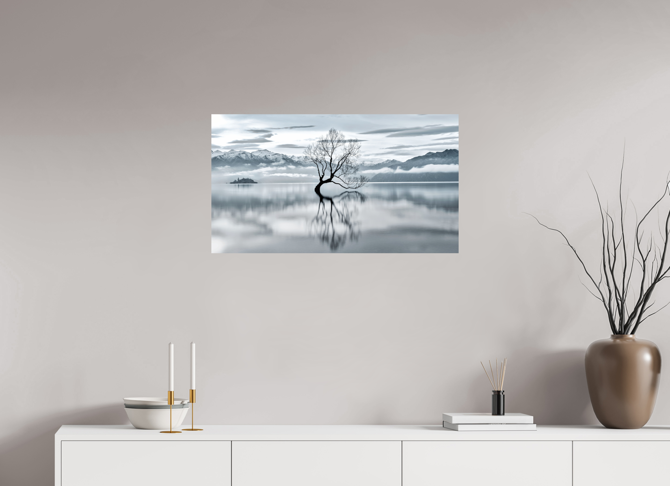 32 x 18″, Giclée Alu-Dibond Wanaka III: Almost Monochrome