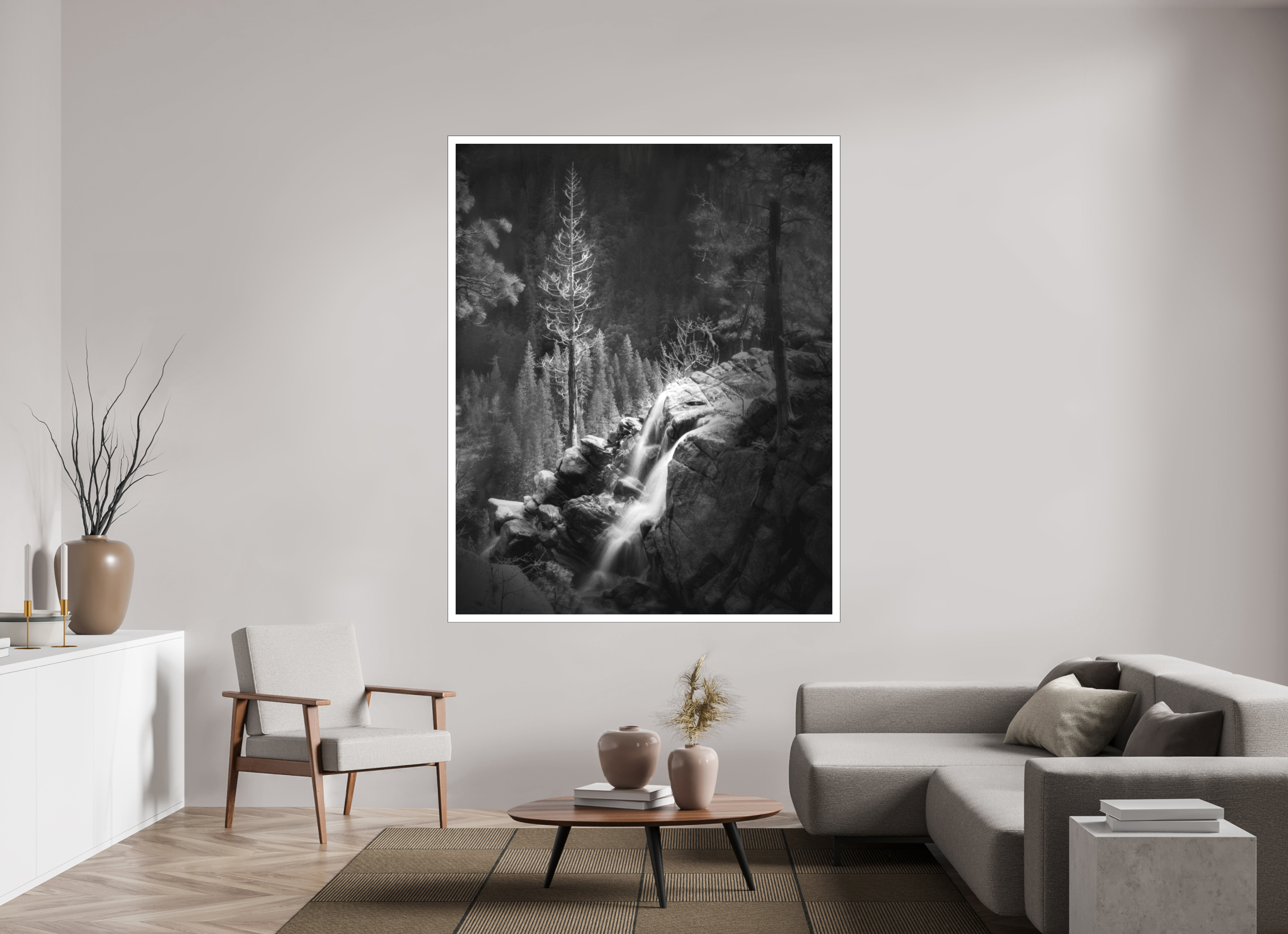 59 x 73.7″, Bonded Acrylic Mat + Black Frame Lucidum: Yosemite's Cascade Creek