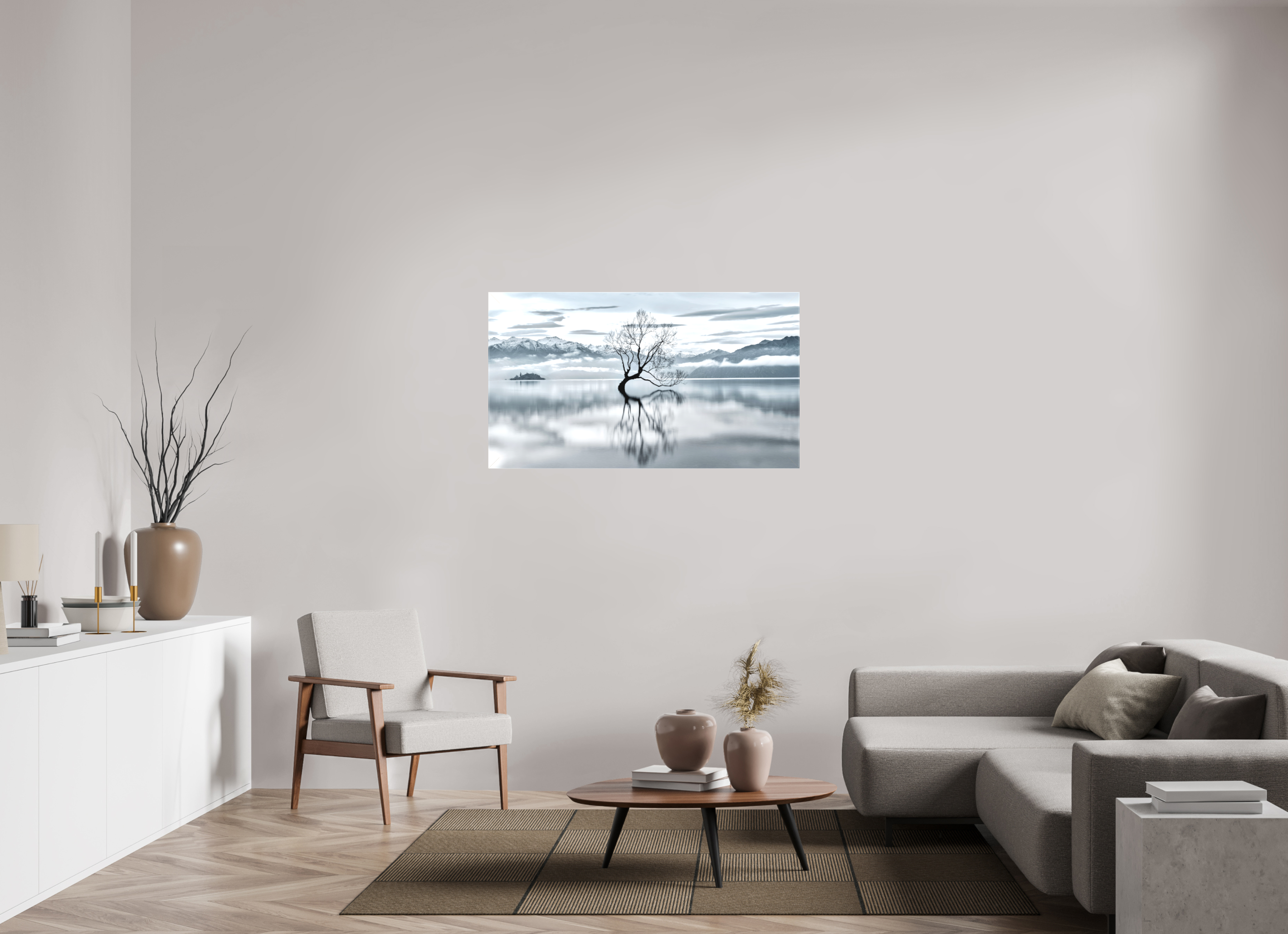 49 x 27.6″, Fine Art Textile Wanaka III: Almost Monochrome
