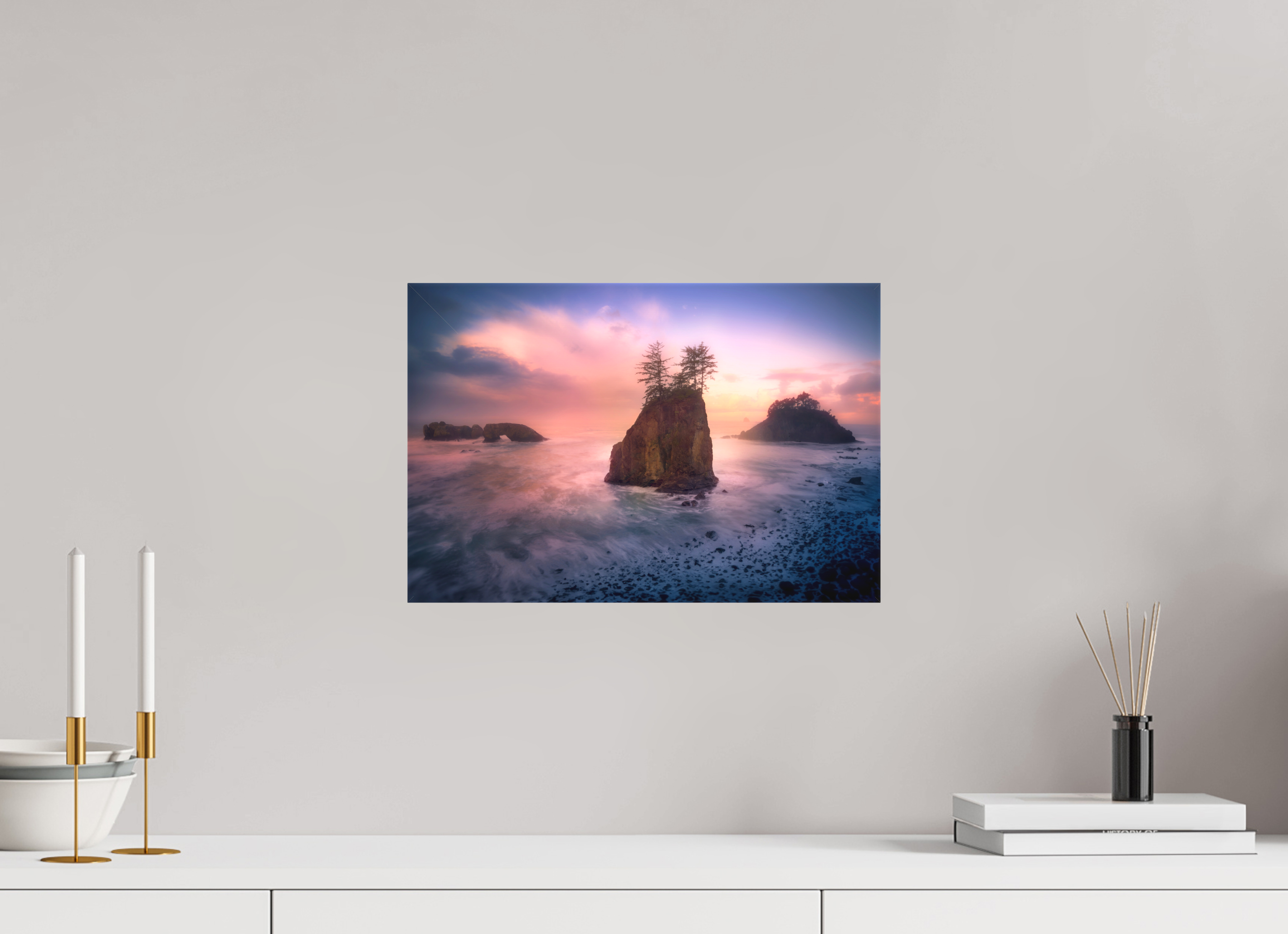 15 x 10″, Fine Art Textile The Oregon Coast: Secret Beach