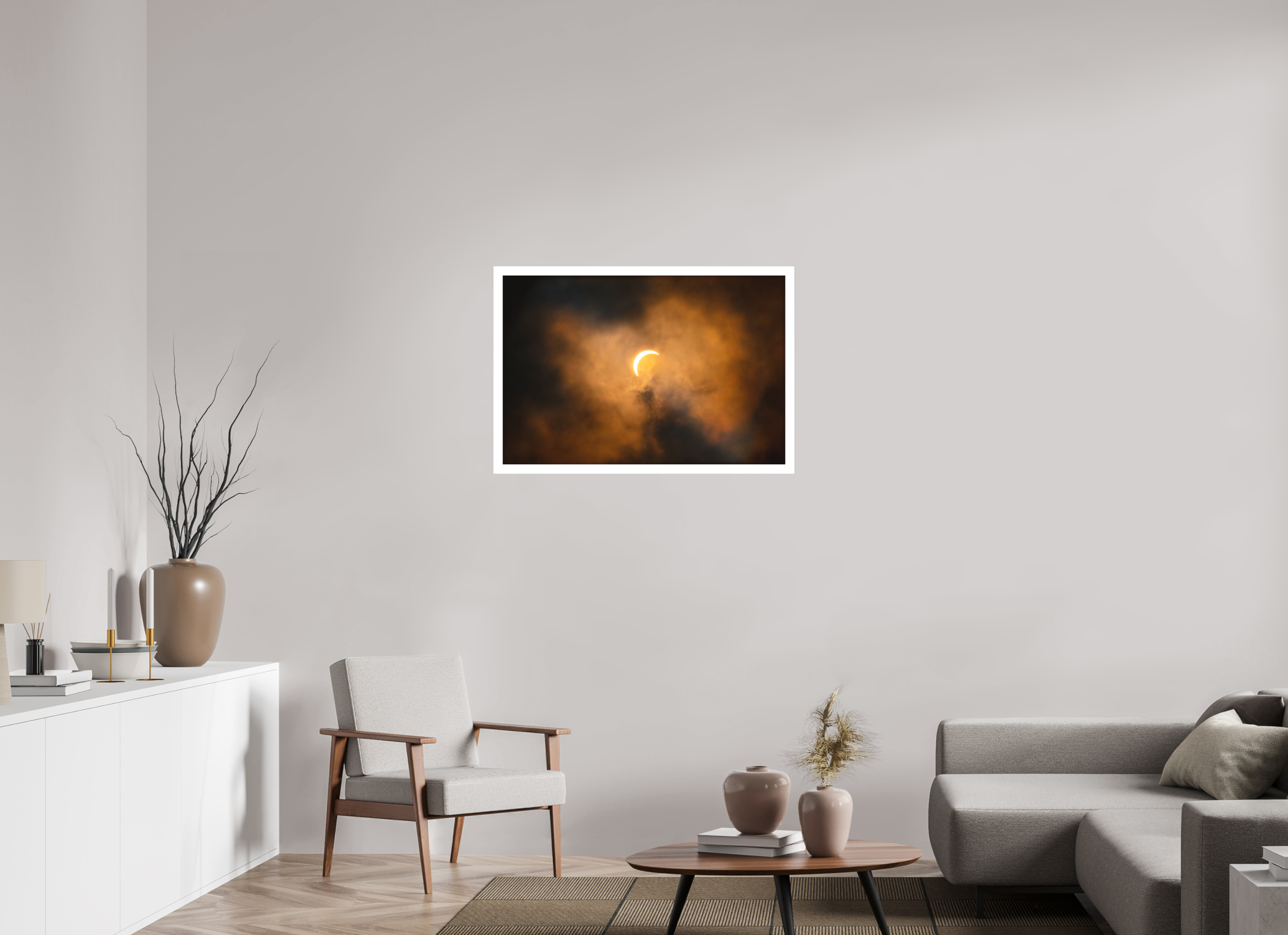 36 x 24″, Fine Art Bonded Acrylic 2024 Eclipse: Crescent Sun