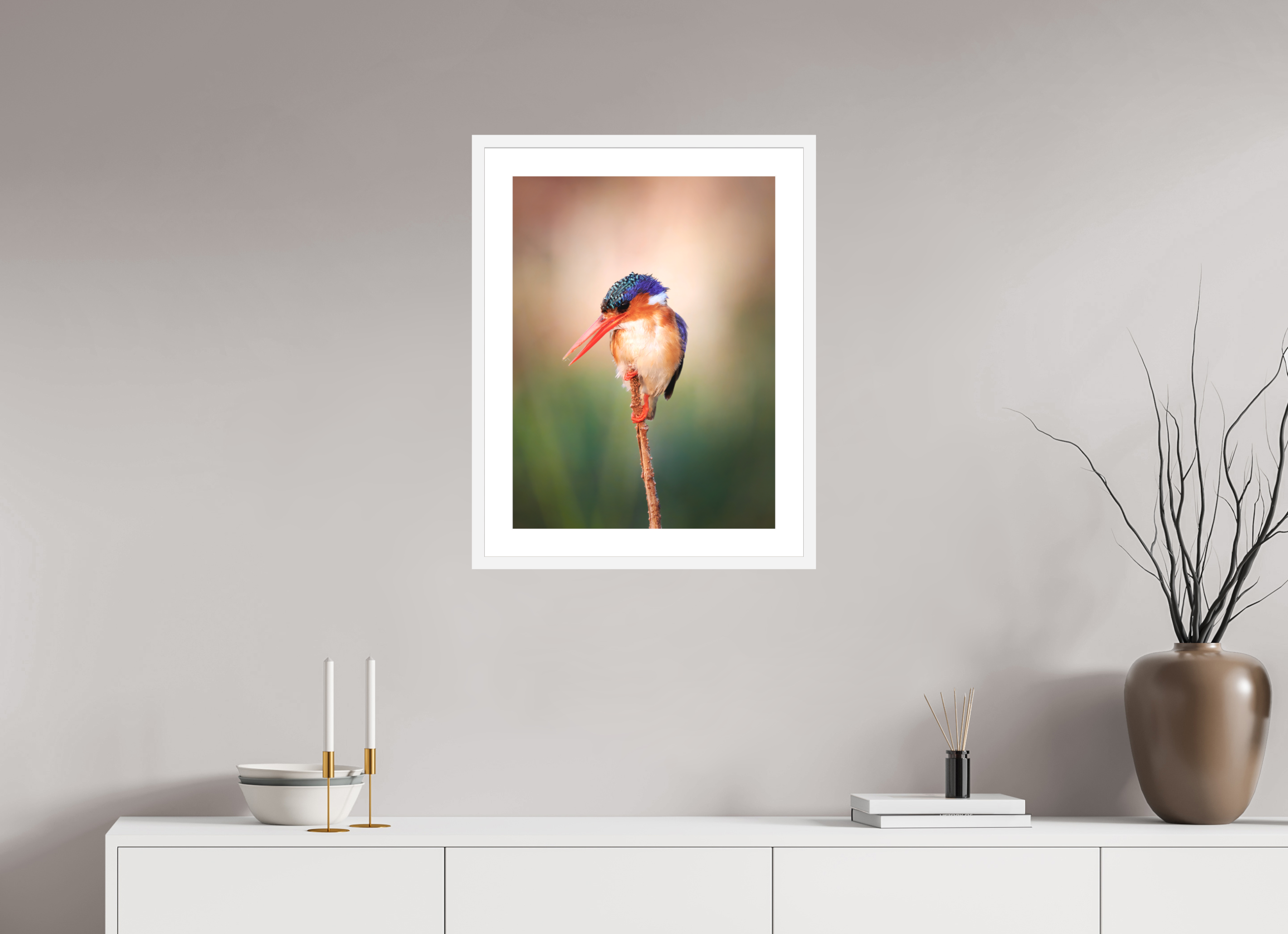 18 x 24″, Passe-Partout White Frame Chobe River Kingfisher