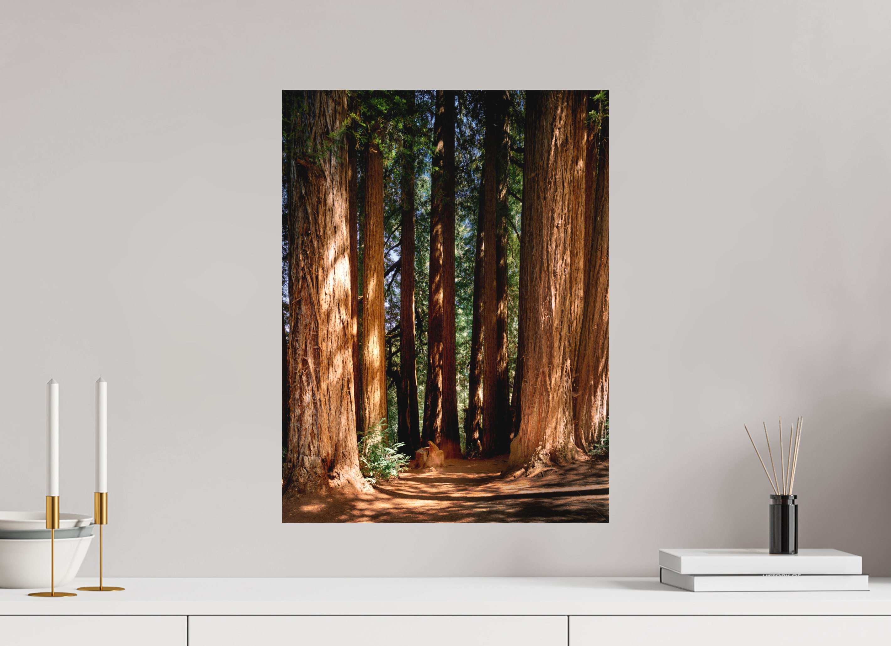 15 x 20″, Fine Art Textile Felton Redwoods Cathedral Grove
