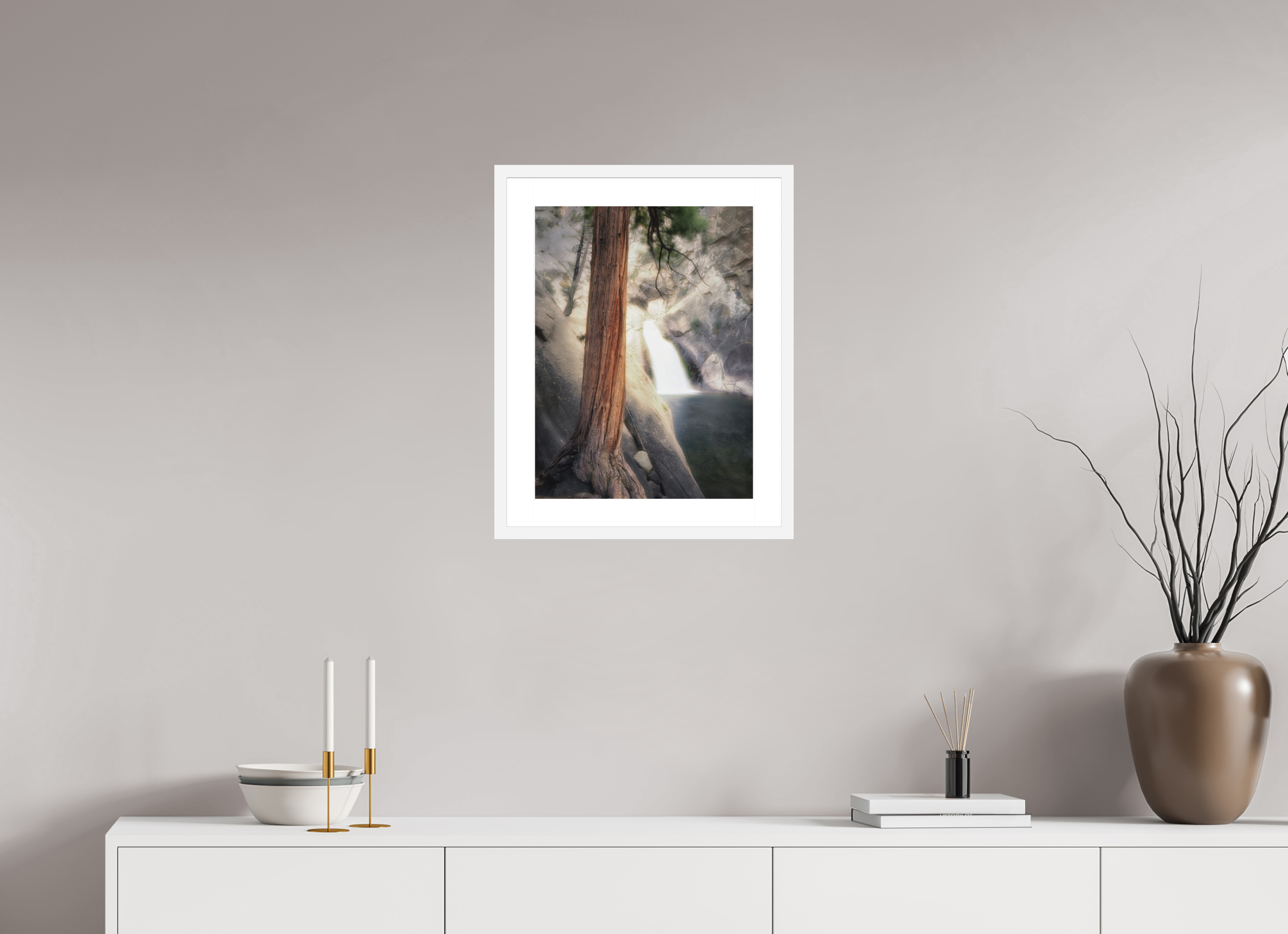 15 x 20″, Passe-Partout White Frame Roaring River Falls 2 — Kings Canyon