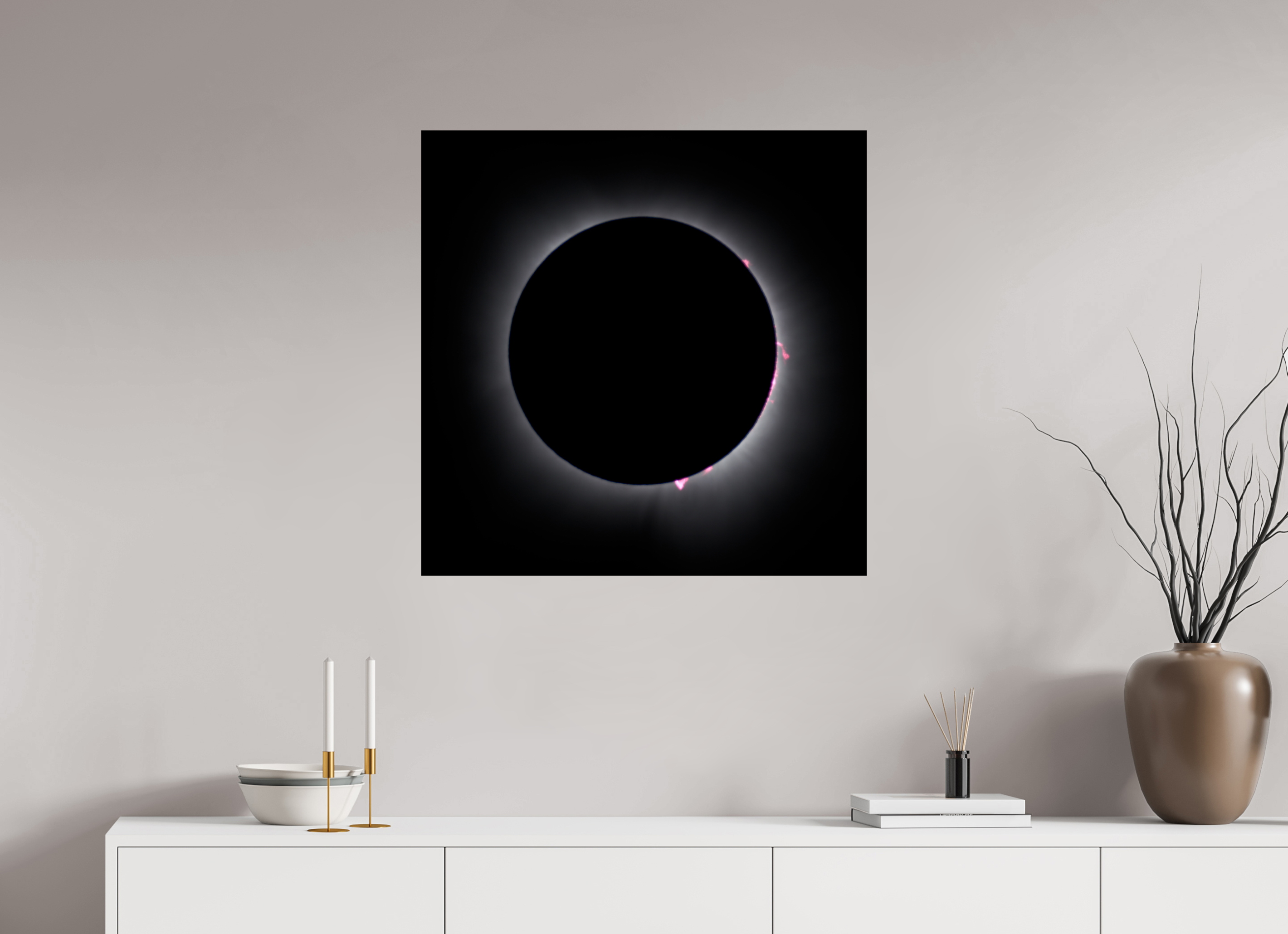 30 x 30″, Giclée Alu-Dibond 2024 Eclipse: Totality & Baily's Beads