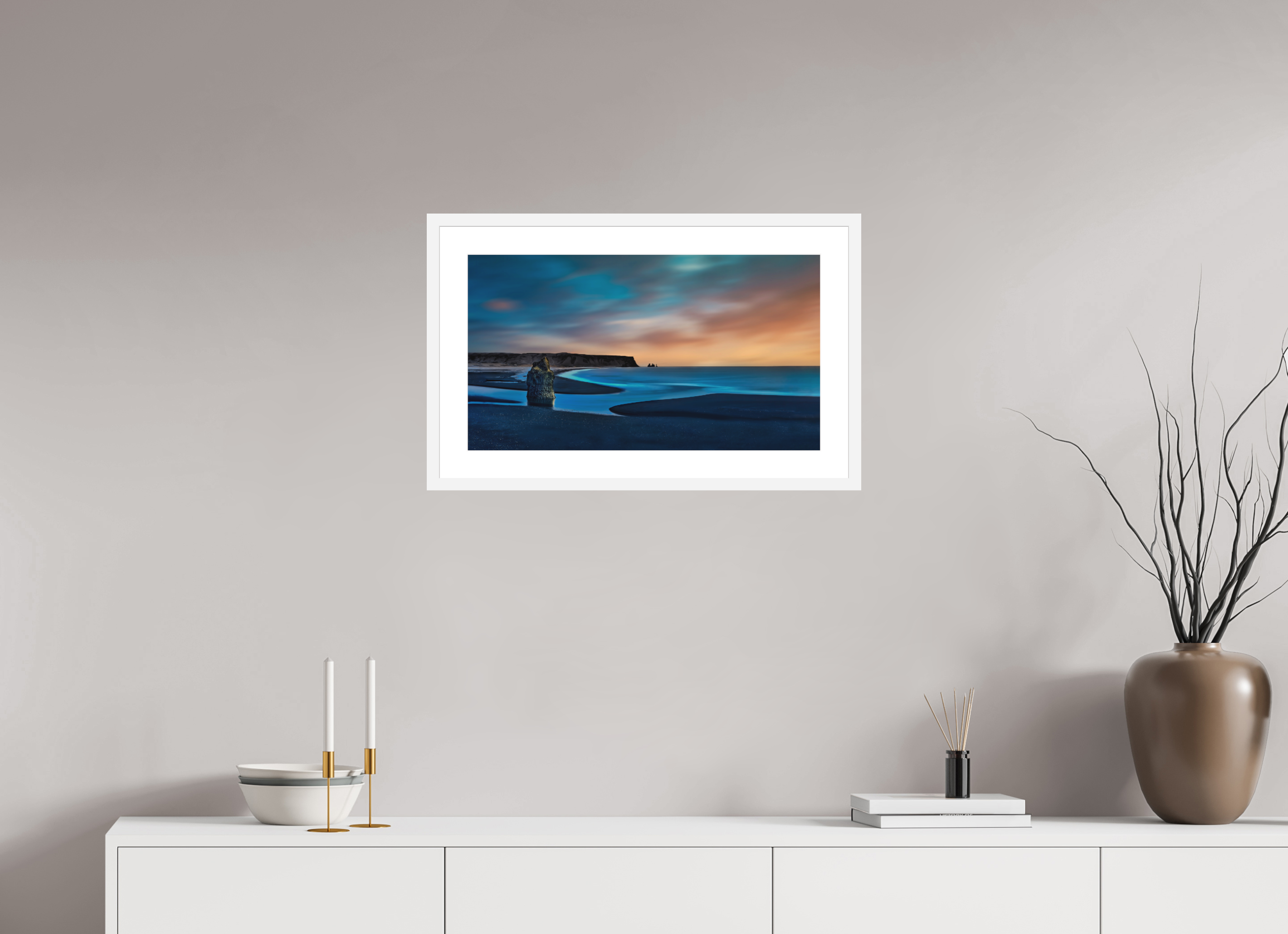 24 x 13.5″, Passe-Partout White Frame Reynisfjara