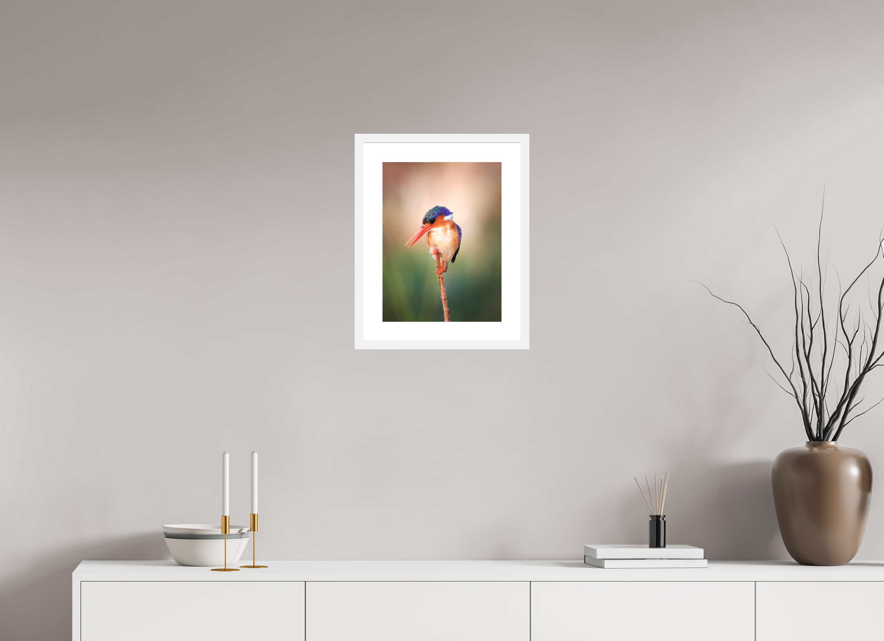 12 x 16″, Passe-Partout White Frame Chobe River Kingfisher