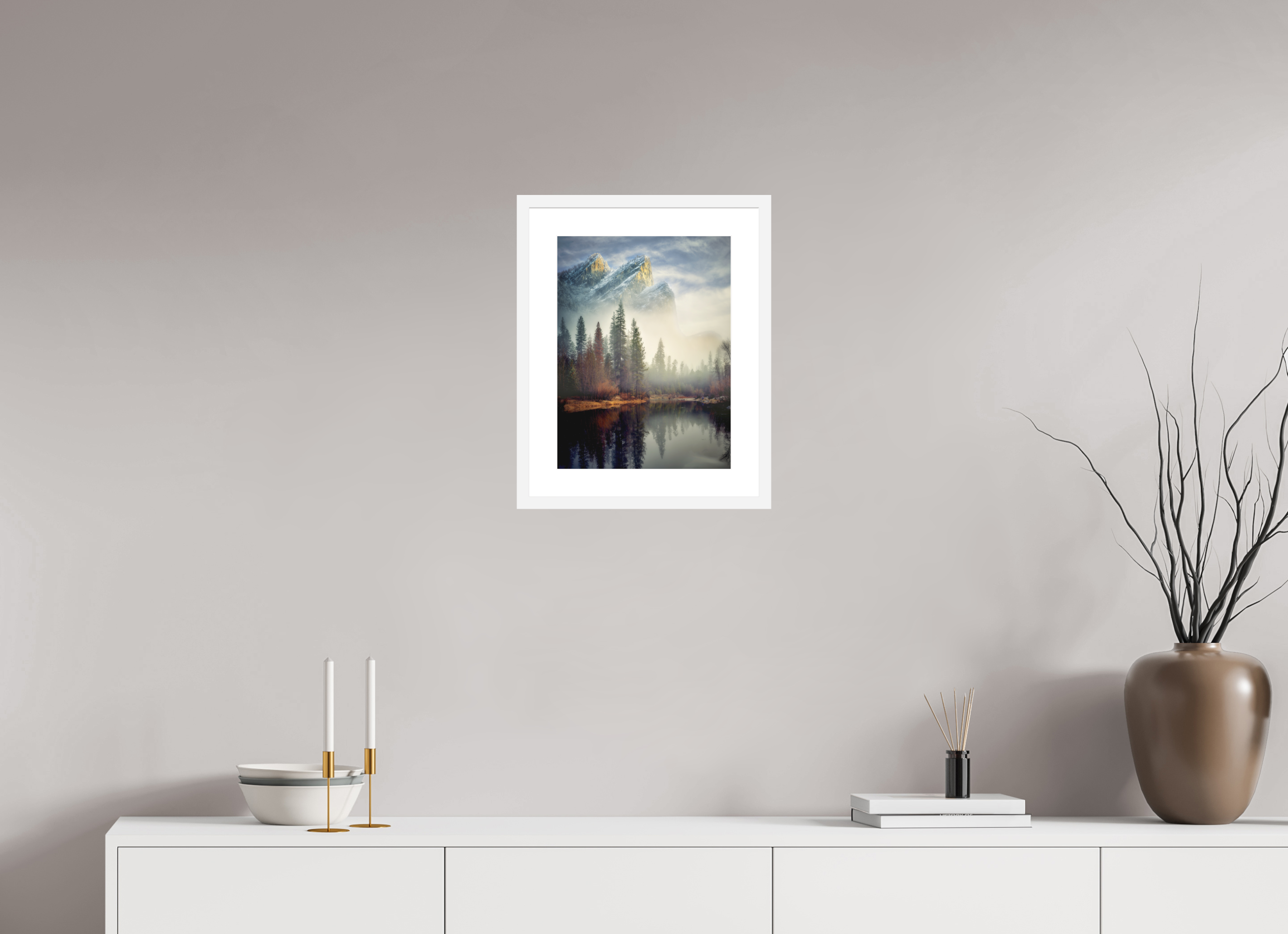 12 x 16″, Passe-Partout White Frame Leviathans I: In the Mist of the Merced