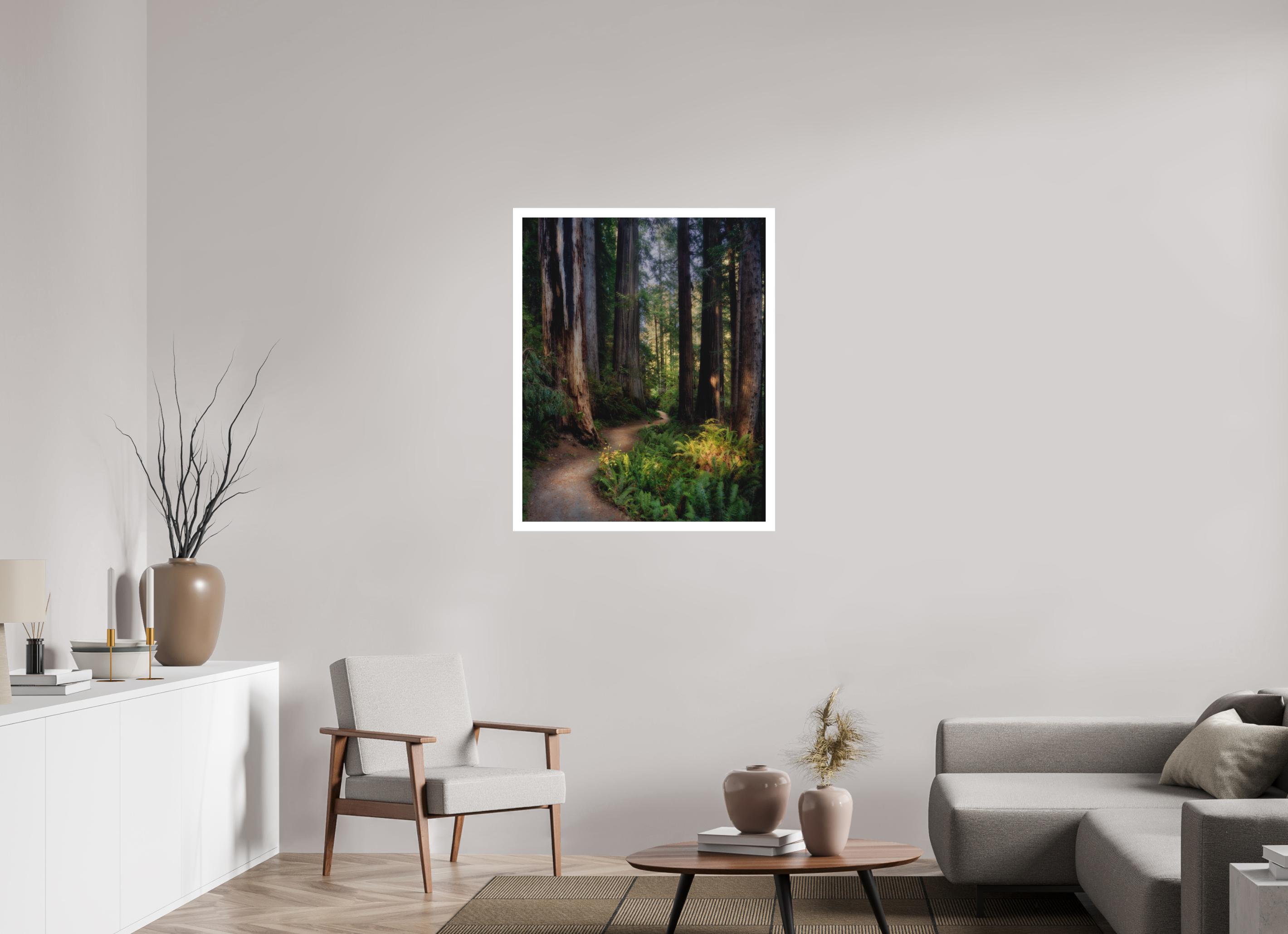 31 x 38.7″, Fine Art Bonded Acrylic Prairie Creek Redwoods Pathway