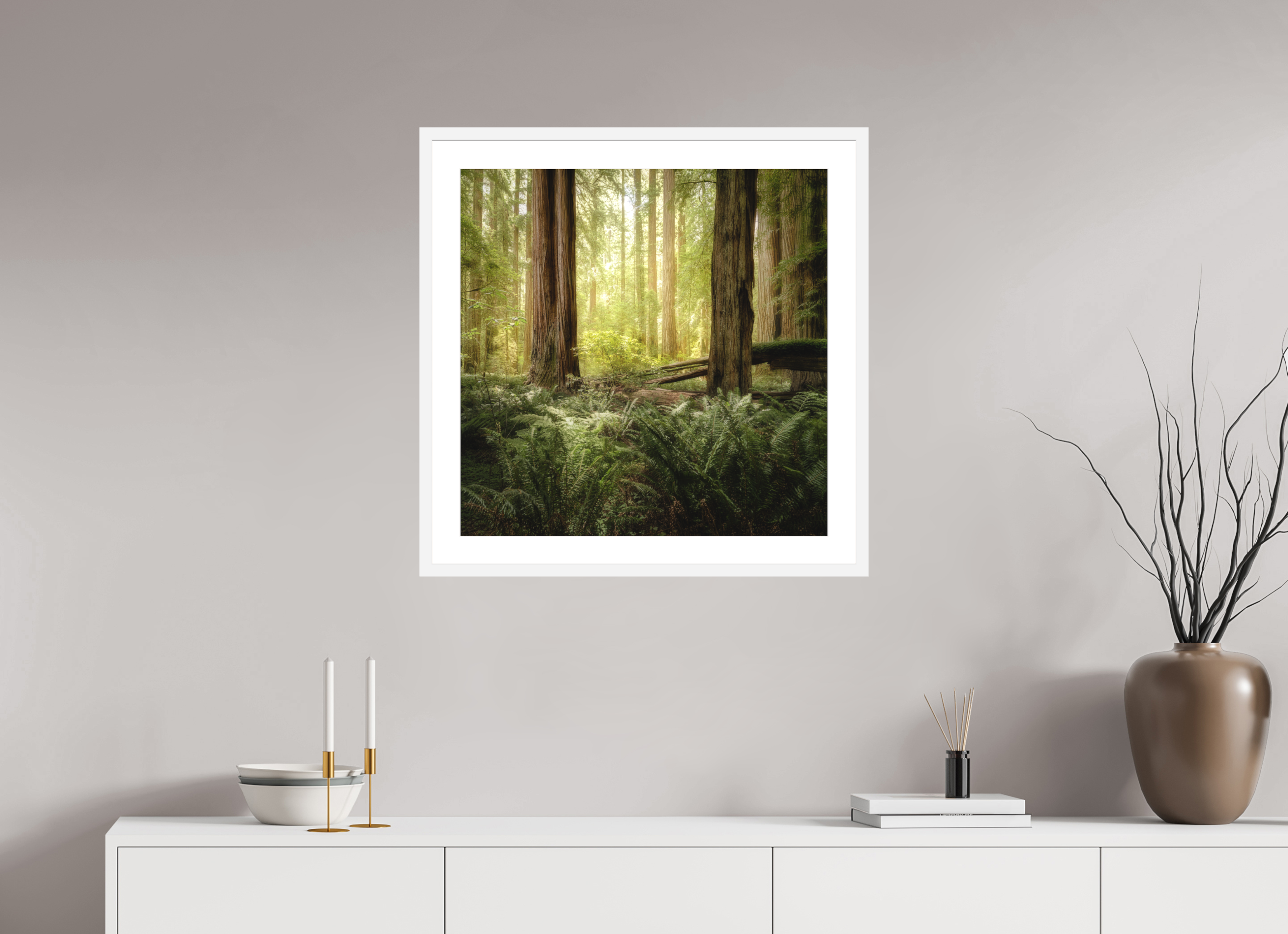 25 x 25″, Passe-Partout White Frame Lux Armarium: Stout Grove