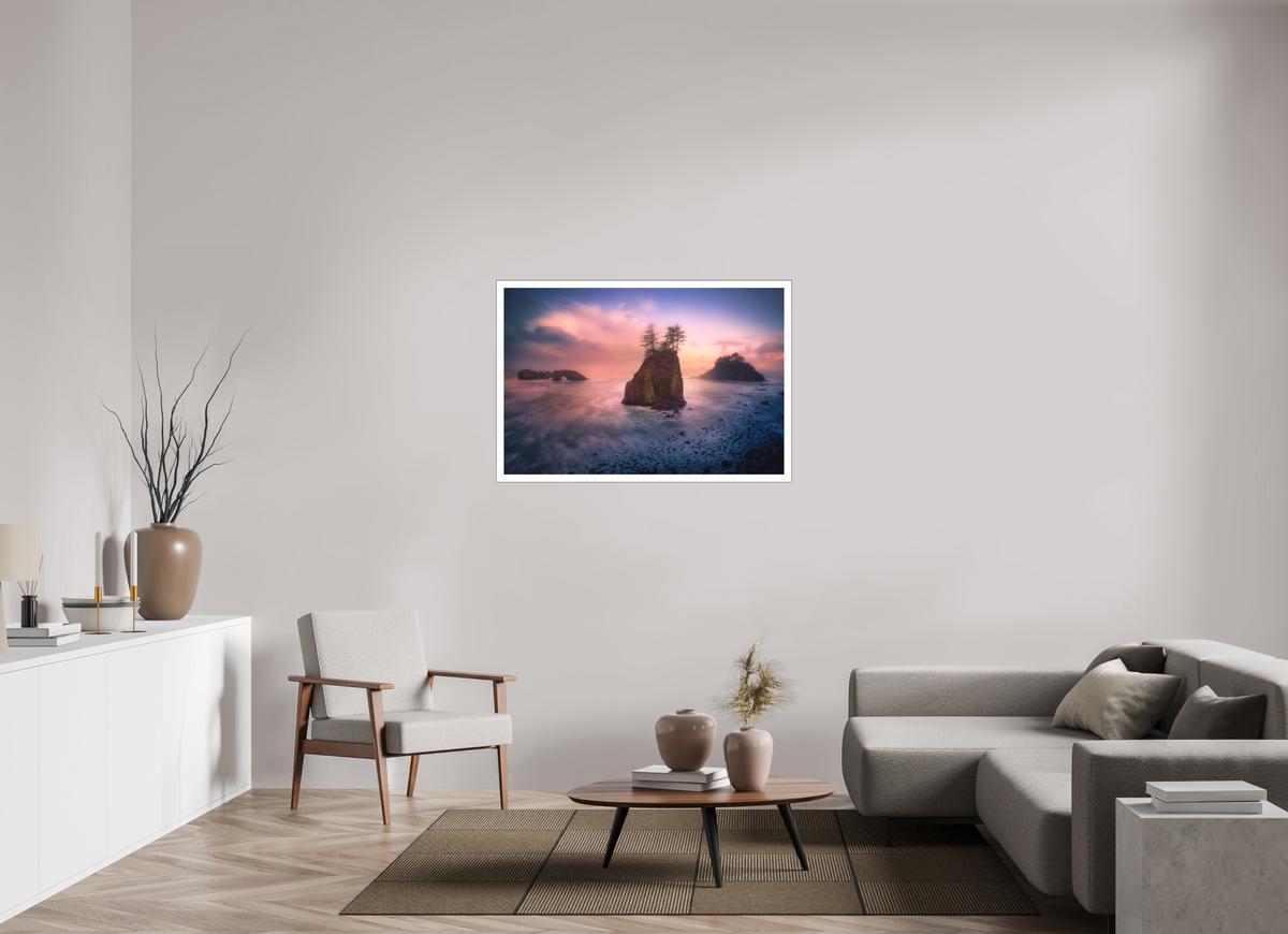 45 x 30″, Bonded Acrylic Mat + Black Frame The Oregon Coast: Secret Beach