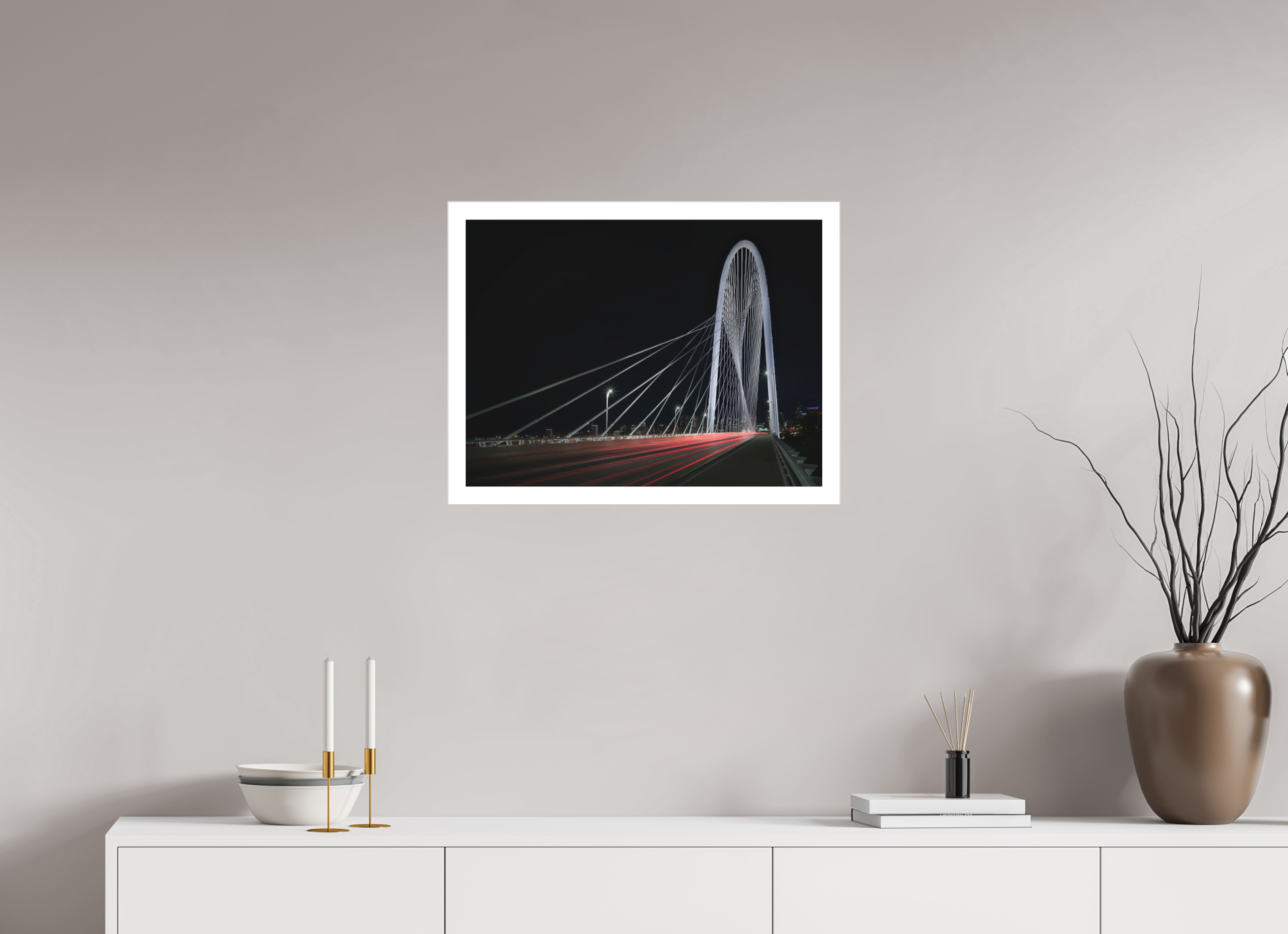 24 x 18″, Fine Art Bonded Acrylic Margaret Hunt Hill Bridge & Traffic Light Trails