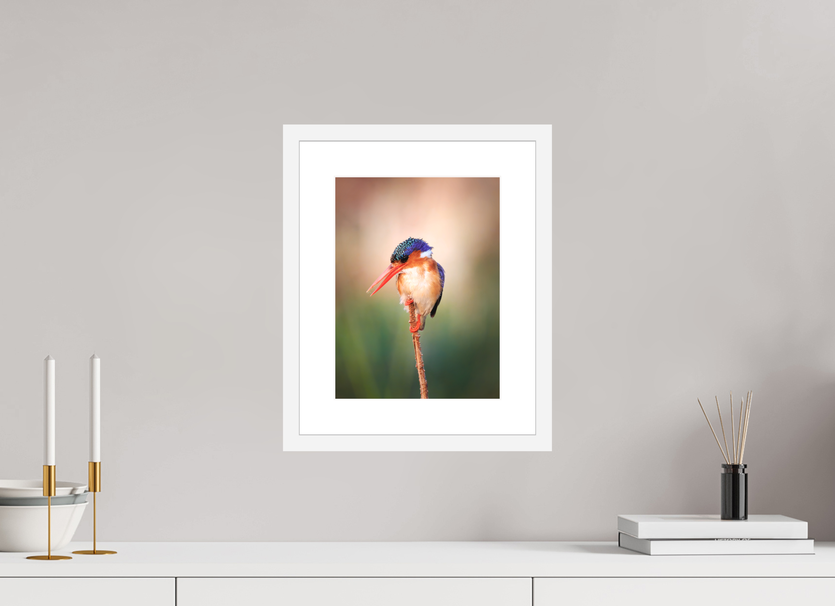 9 x 12″, Passe-Partout White Frame Chobe River Kingfisher