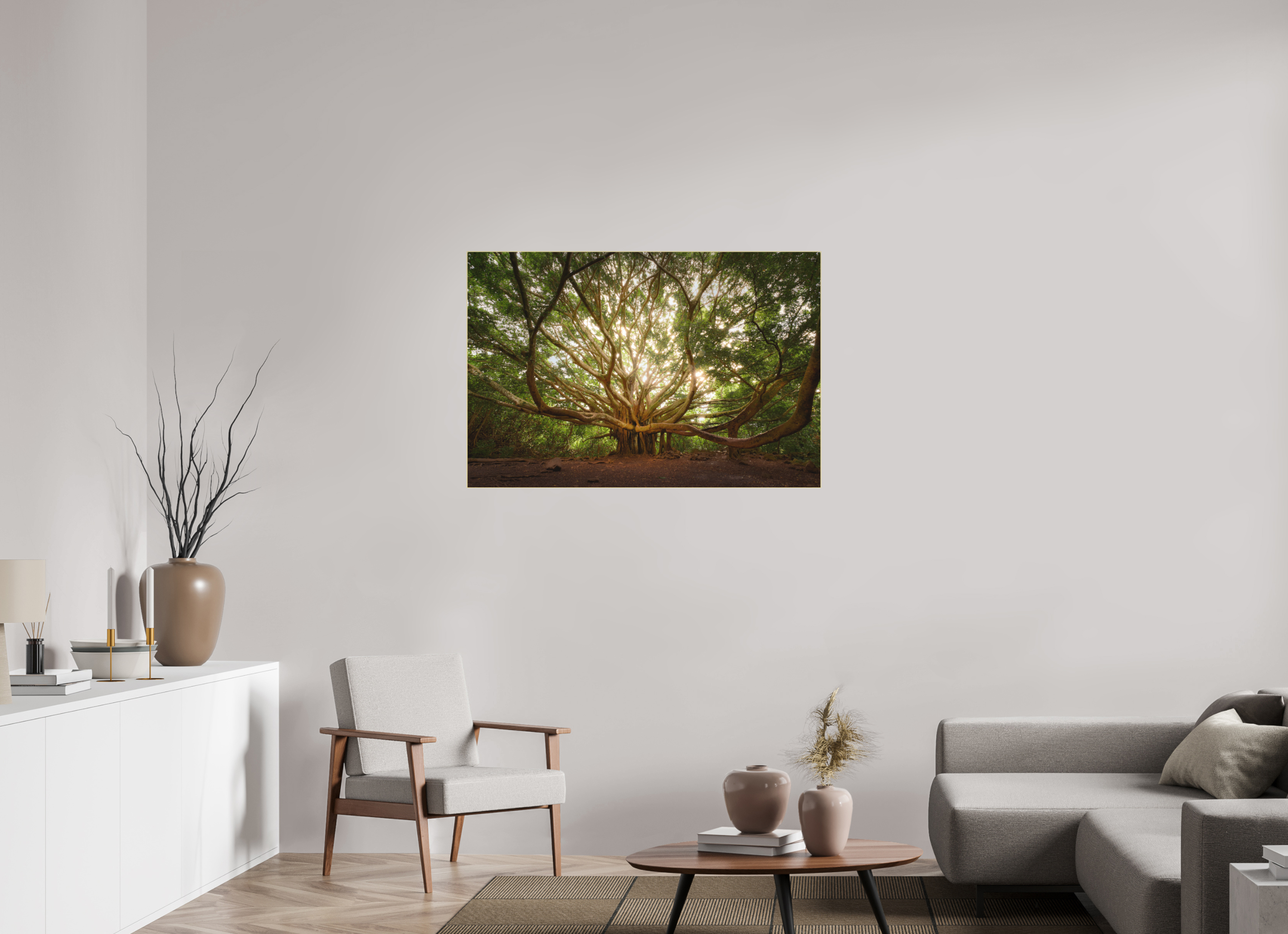 45 x 30″, Bonded Acrylic Gold Frame Bracchium: The Pipiwai Trail Banyan Tree