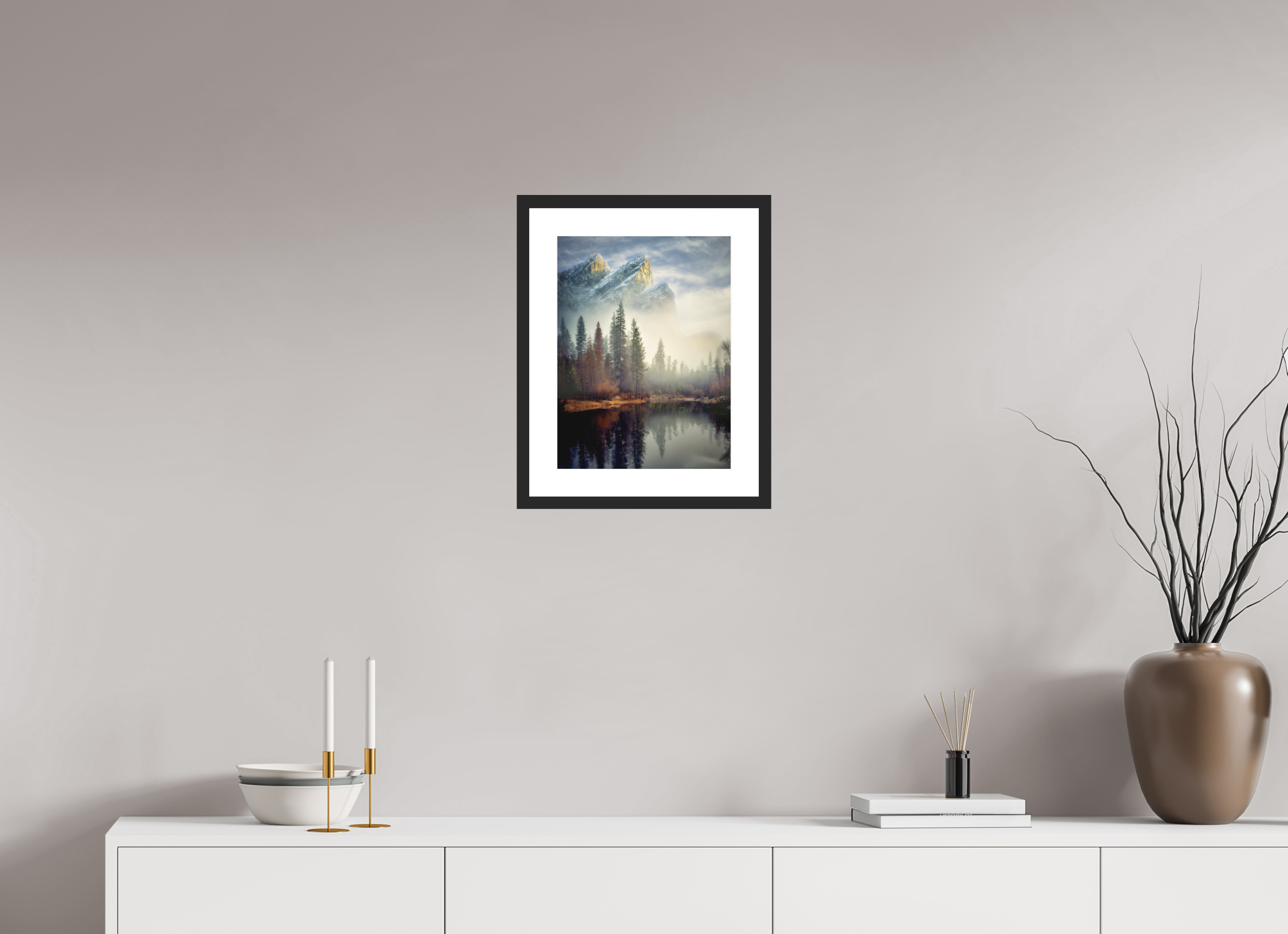 12 x 16″, Passe-Partout Black Frame Leviathans I: In the Mist of the Merced
