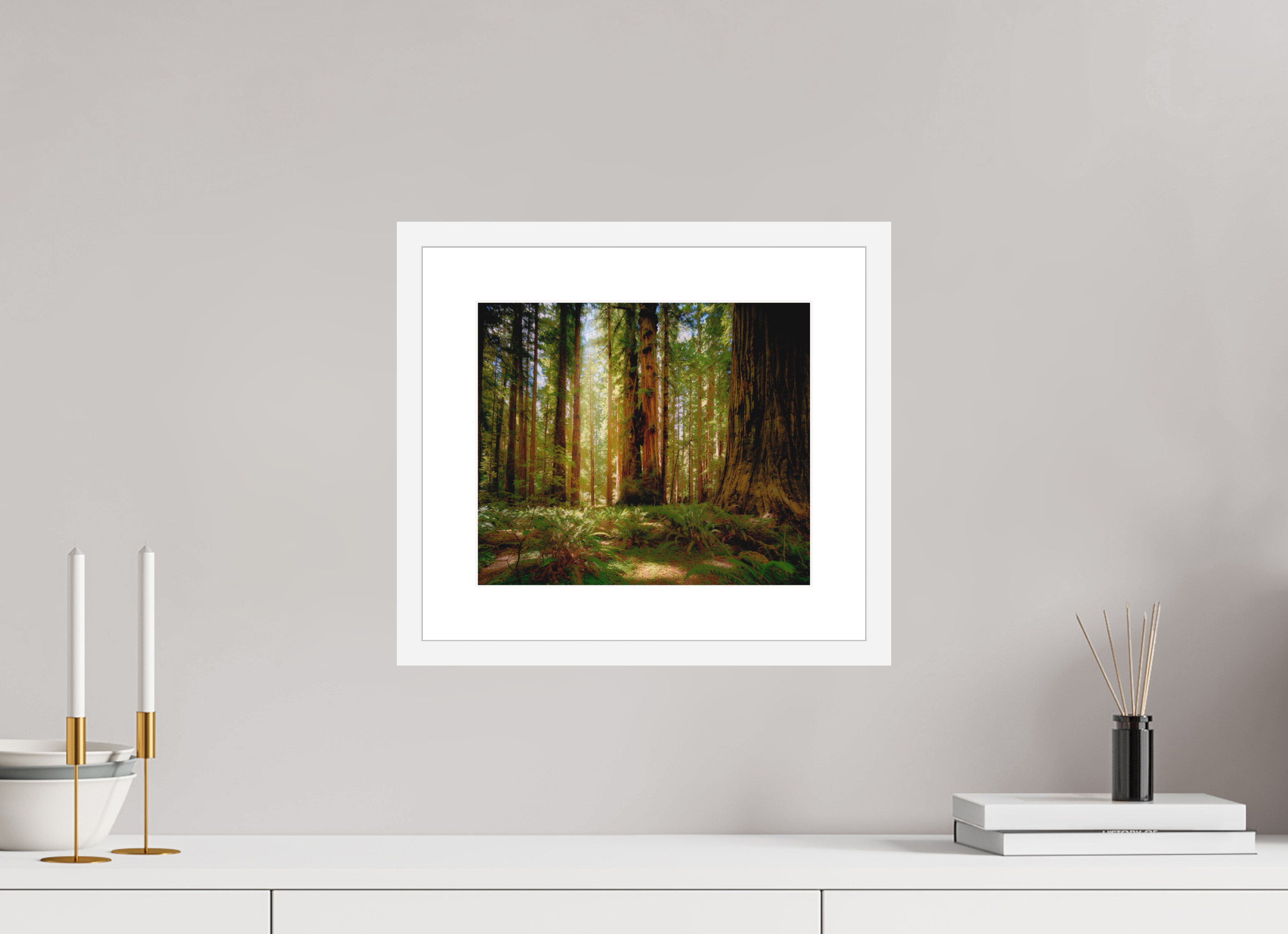 11.7 x 10″, Passe-Partout White Frame Life & Light Beneath the Giants