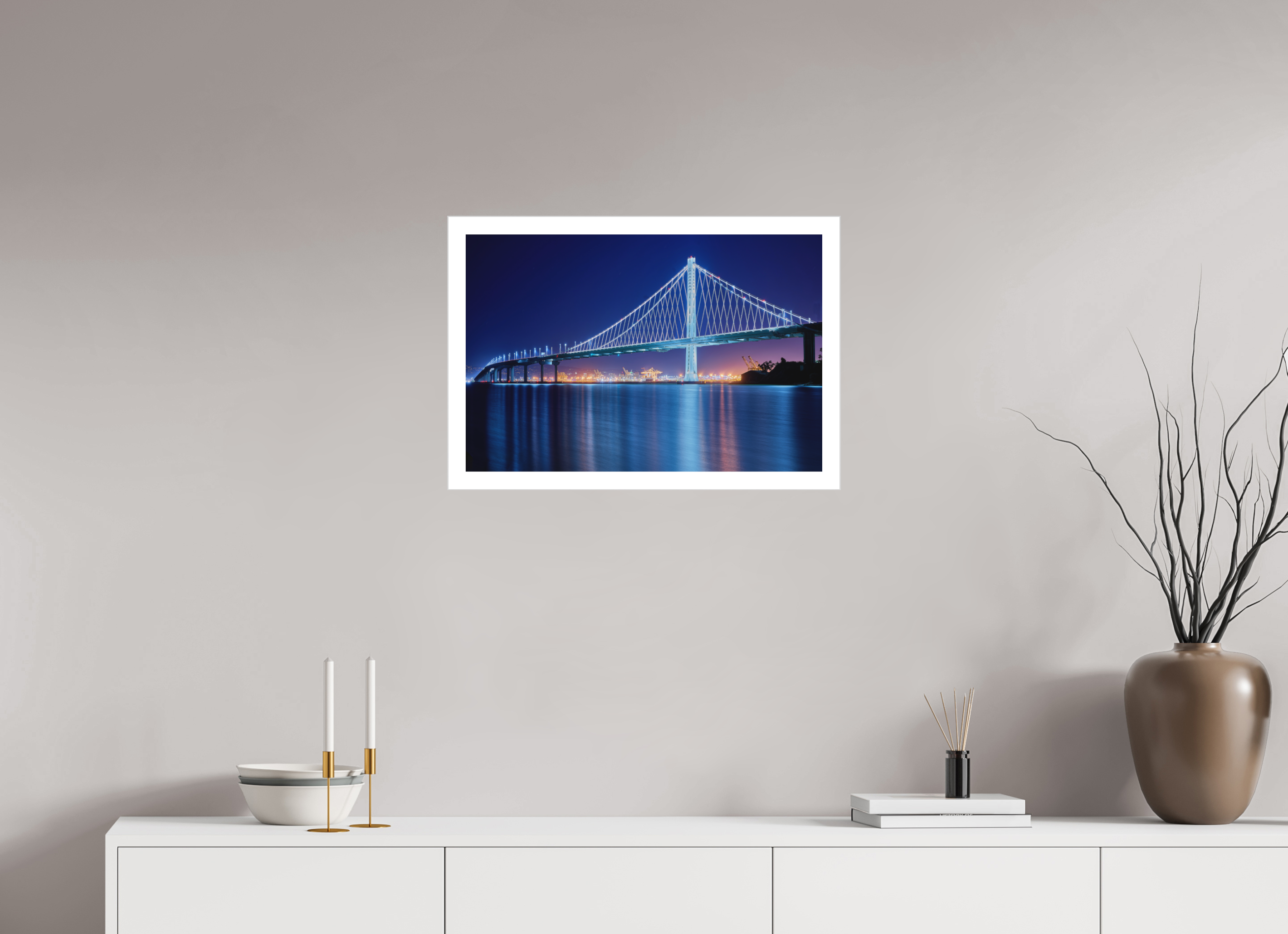 24 x 16″, Fine Art Bonded Acrylic The Bay Bridge at Night