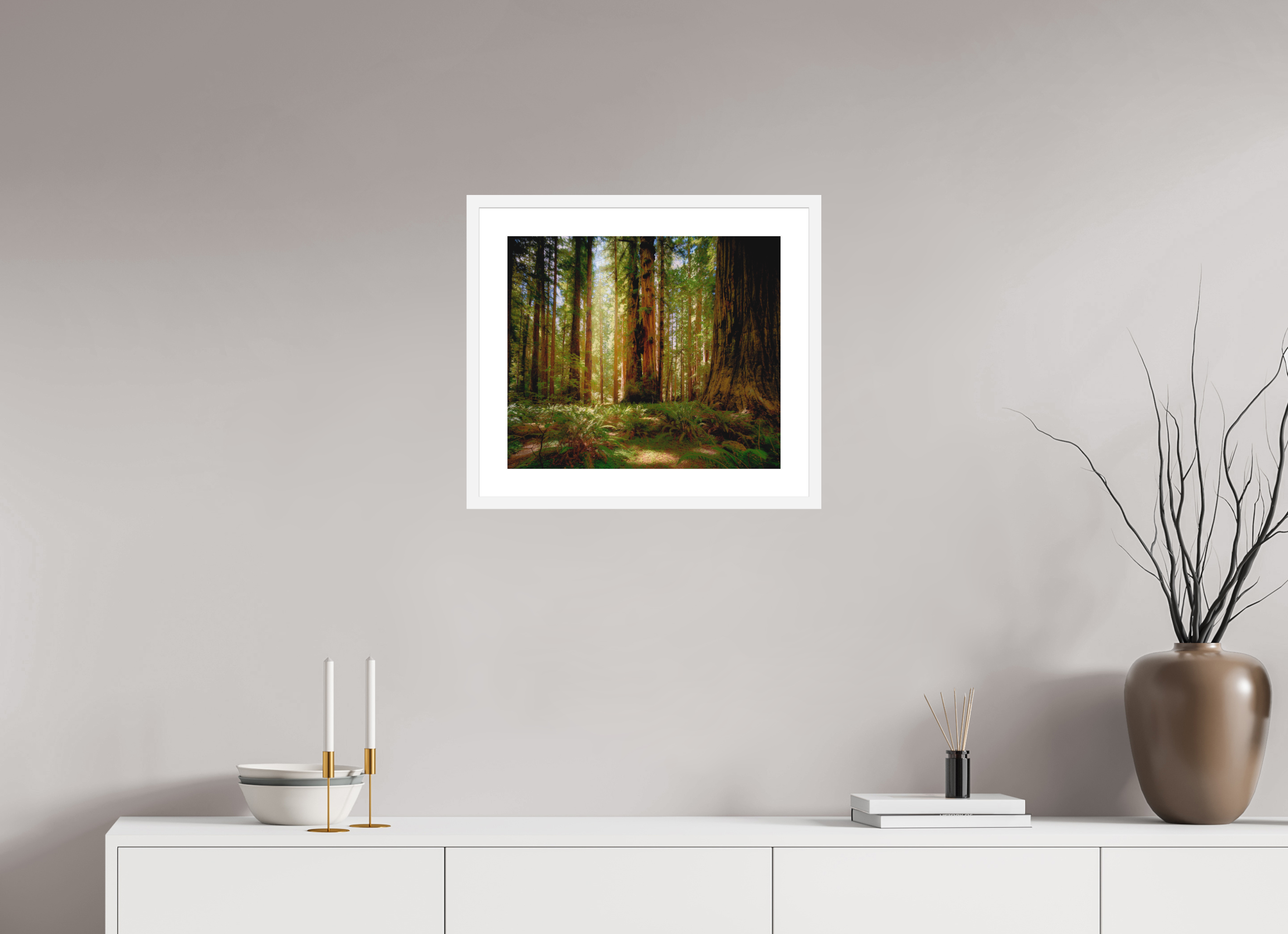 18.7 x 16″, Passe-Partout White Frame Life & Light Beneath the Giants