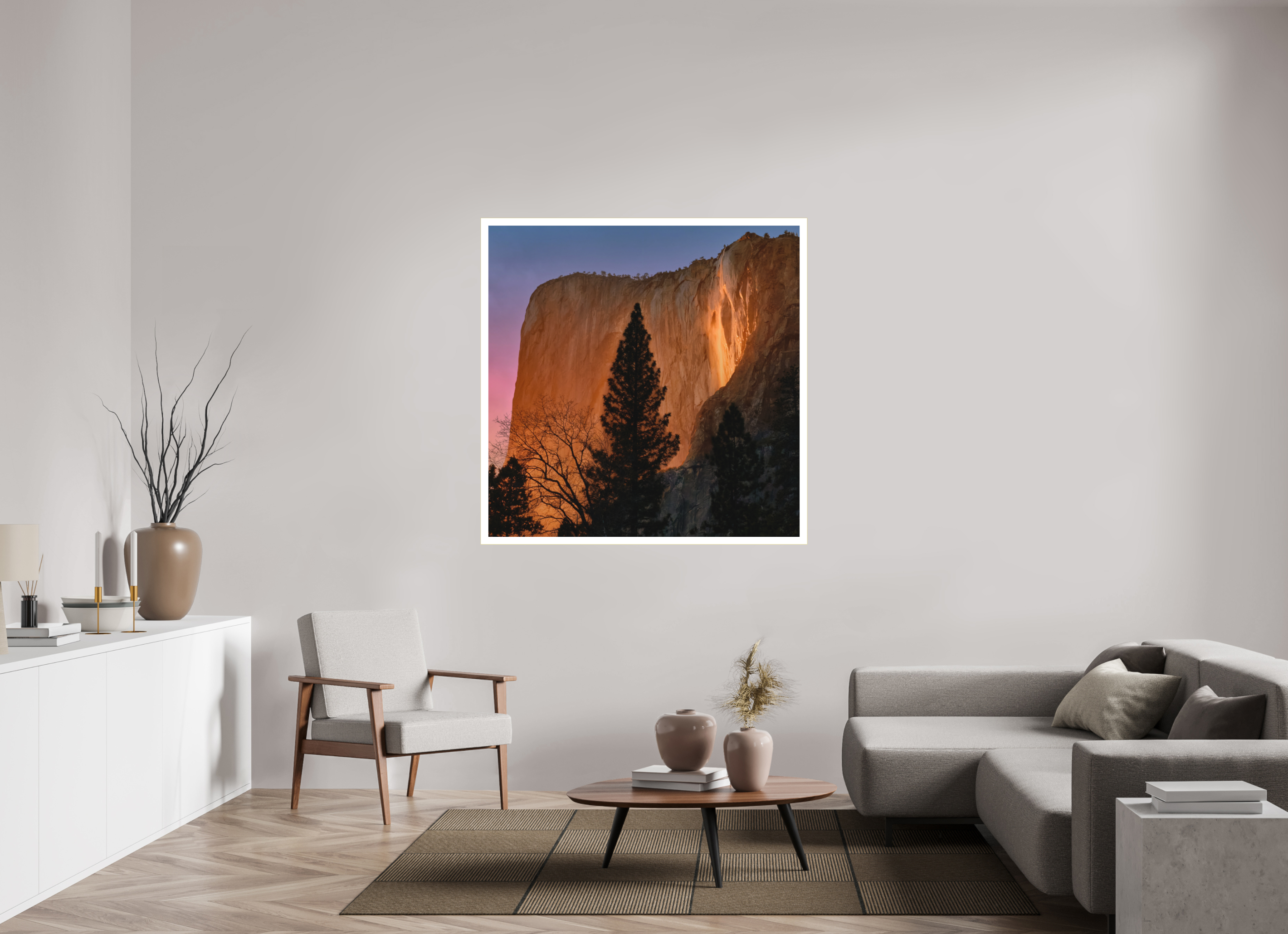 50 x 50″, Bonded Acrylic Mat + Gold Frame Horsetail Fall 2025