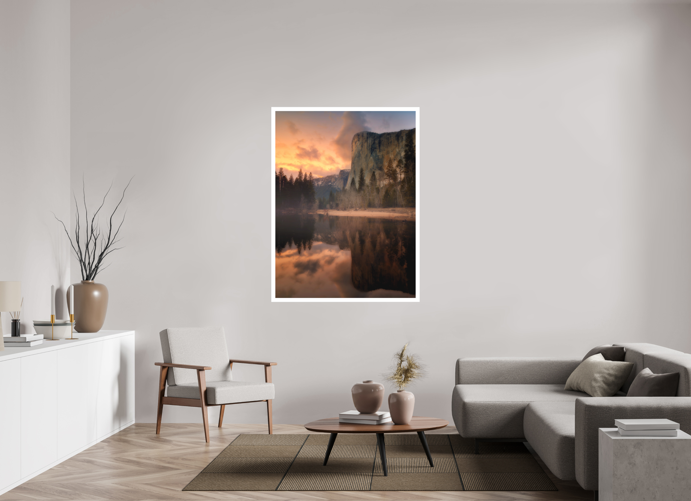 42 x 56″, Fine Art Bonded Acrylic Sunset & Storm Over El Capitan
