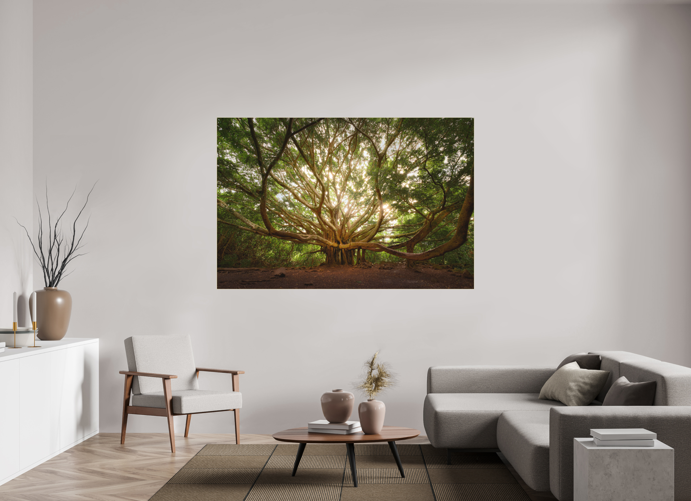 75 x 50″, Bonded Acrylic Gold Frame Bracchium: The Pipiwai Trail Banyan Tree